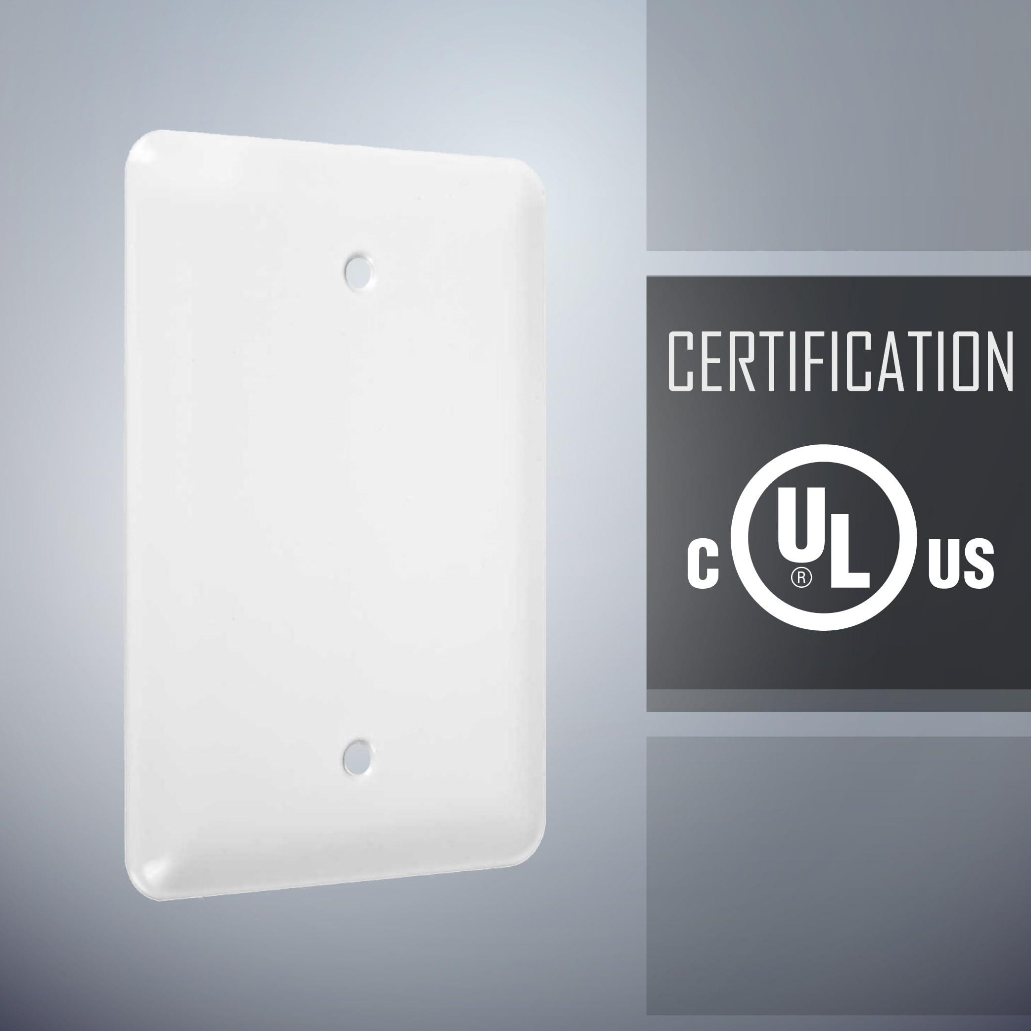 TayMac TayMac WMW-B 1-Gang White Smooth Metal Maxi Blank Wall Plate WMW-B, Outlet Cover Wall Plate with Screws, Electrical Outlet Cover Plate for 1 Device