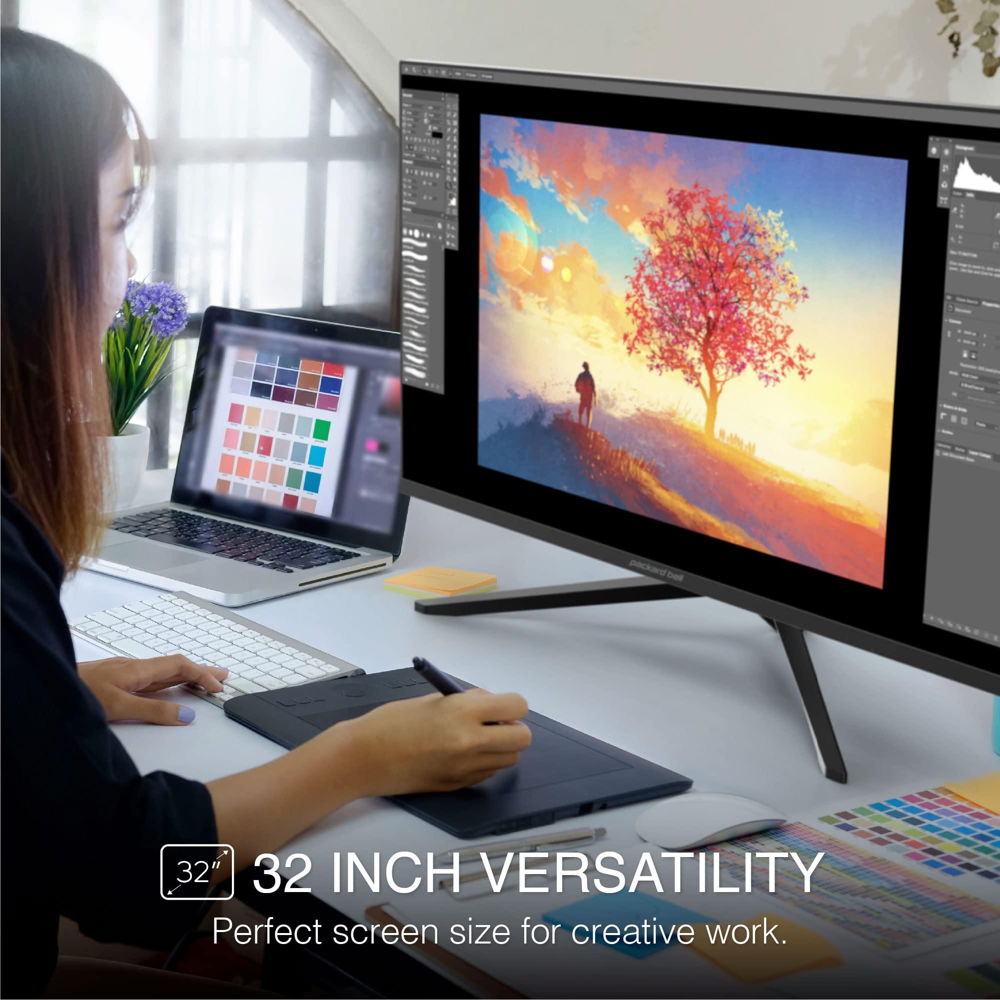 Packard Bell Packard Bell airFrame 32" FHD Monitor, 1920x1080, Ultrawide, VESA Mount Compatible, Tilt Adjustment, HDMI/VGA, Slim Bezel, for Home, Office, and Light Gaming