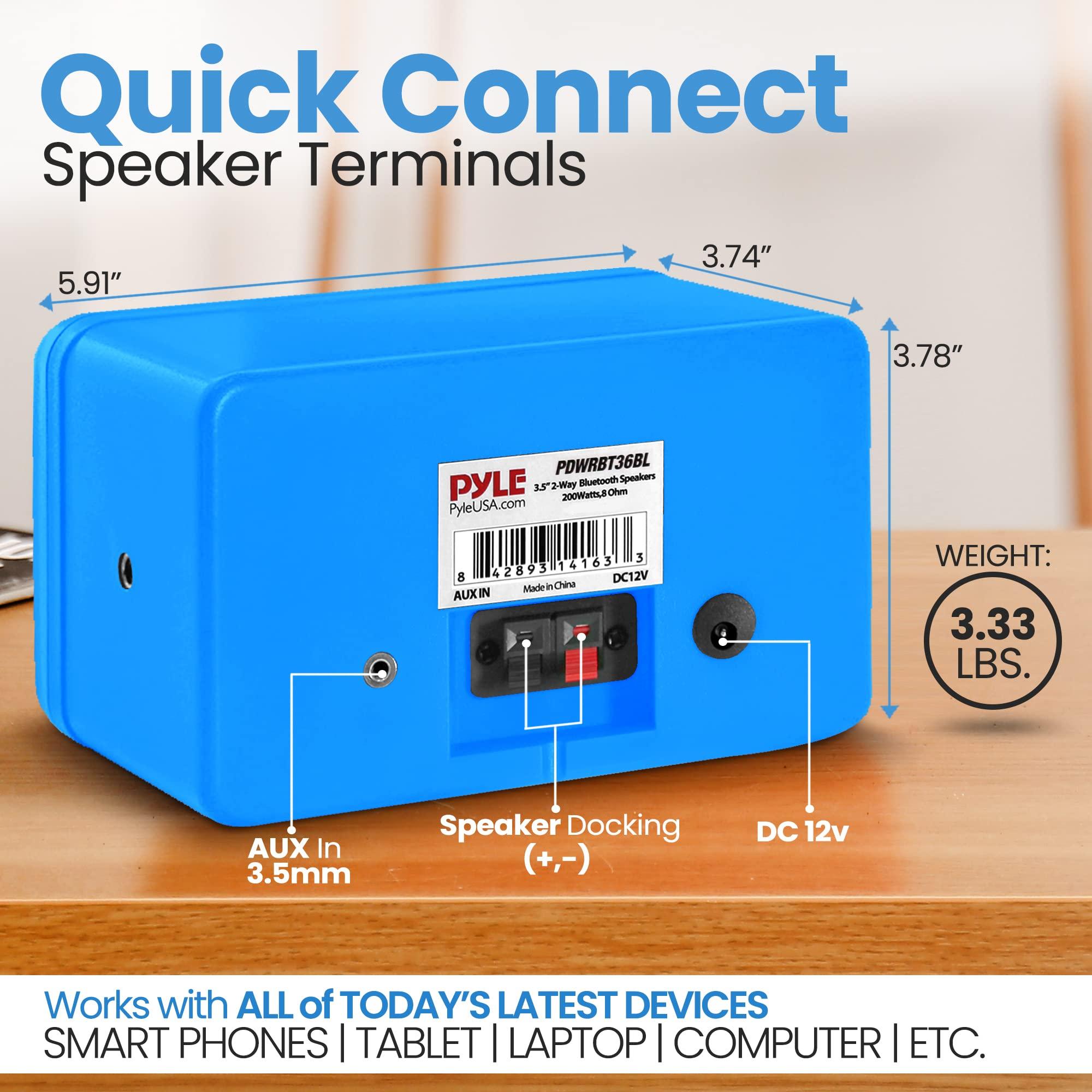 Pyle PyleUsa Bluetooth In/outdoor Speakers Pair - 200 Watt Dual Waterproof 3.5 2-Way Full Range System w/ 1/2 High Compliance Polymer Tweeter - Home, Boat, Marine, Deck, Patio, Poolside - PDWRBT36BL
