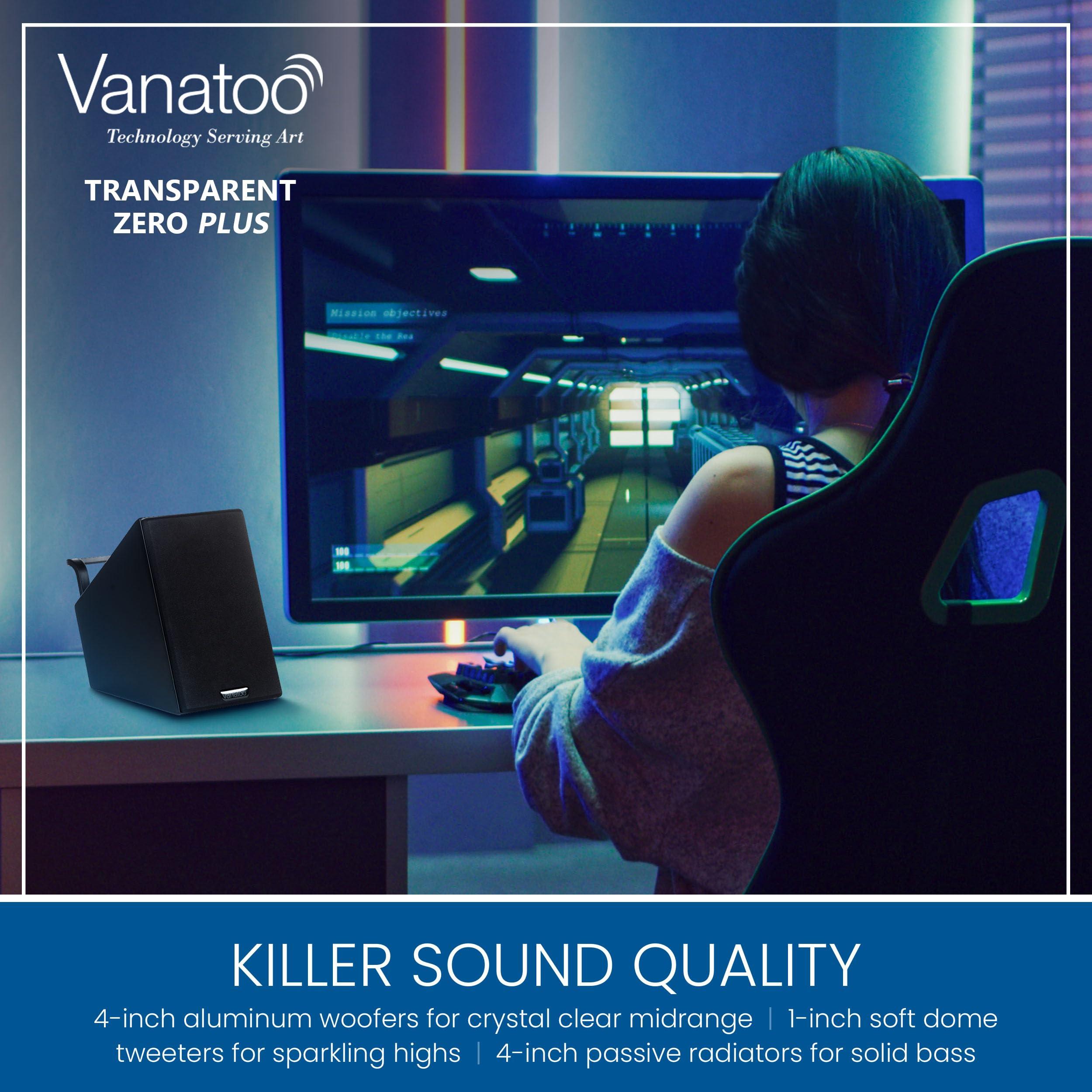 Vanatoo Vanatoo Transparent Zero Plus Near Field Studio Monitor Speakers Pair for TV, PC, Gaming. 120 Watt Powered Speakers for Desktop and Room use. AUX, USB, Bluetooth, Toslink Optical, Remote Control.