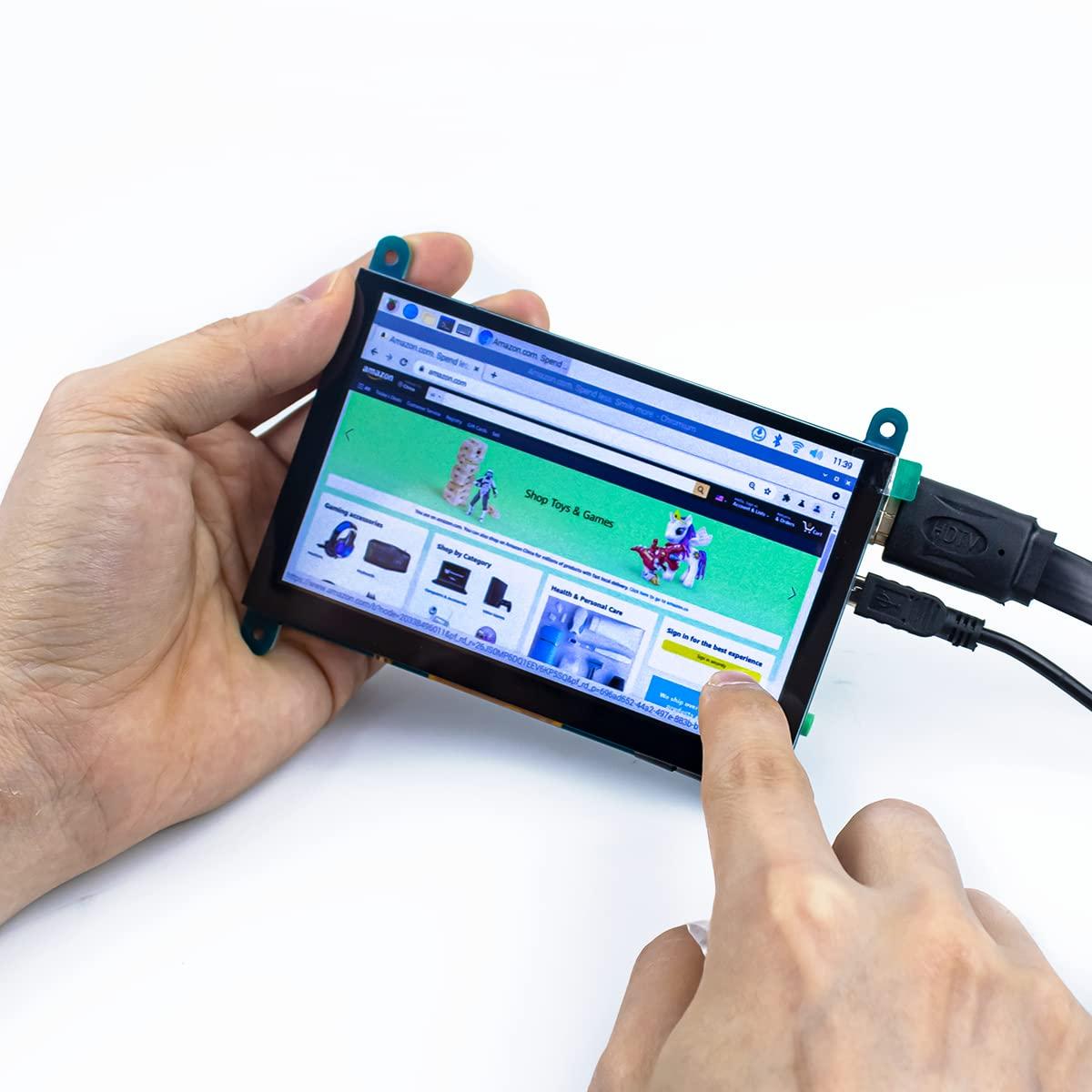 Hosyond Hosyond 5 Inch IPS LCD Touch Screen Display Panel 800480 Capacitive Screen HDMI Monitor for Raspberry Pi 5/4/3, BB Black, Windows 10 8 7