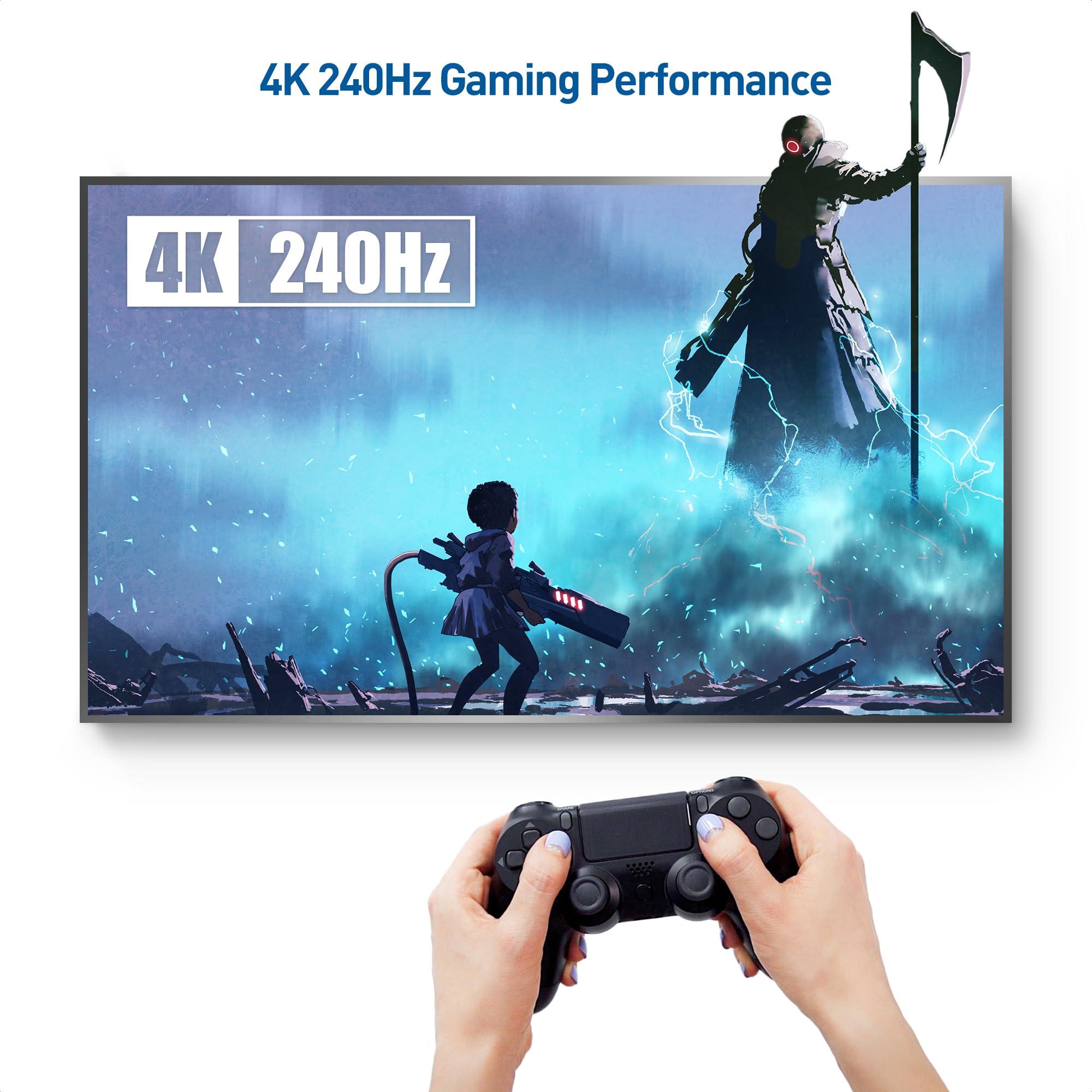 Cable Matters Cable Matters 8-in-1 USB C Hub DisplayPort 1.4, USB C Dock 8K@60Hz / 4K@240Hz DisplayPort, Gigabit Ethernet, USB 3.2 Port & VESA Certified DisplayPort 2.1 Cable 2m/6.6ft, Support 40Gbps DP40 in Black