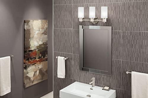 Moen Moen DN0763CH Iso 3-Light Dual-Mount Bath Bathroom Vanity Fixture with Frosted Glass, Chrome 9.60 x 20.60 x 10.00 inches