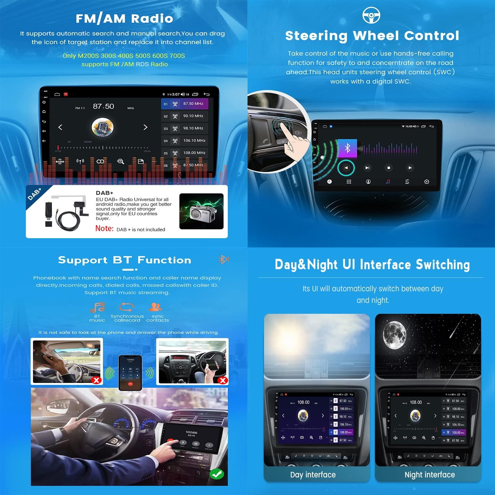 SX-ZZJ 9 Inch Android 11 Car Stereo for Suzuki Swift 2003-2021 Car Radio Multimedia Navigation Player Built-in Carplay Android Auto DSP with Backup Camera/SWC/4G/GPS,2016~2021,M200S 2G+32G