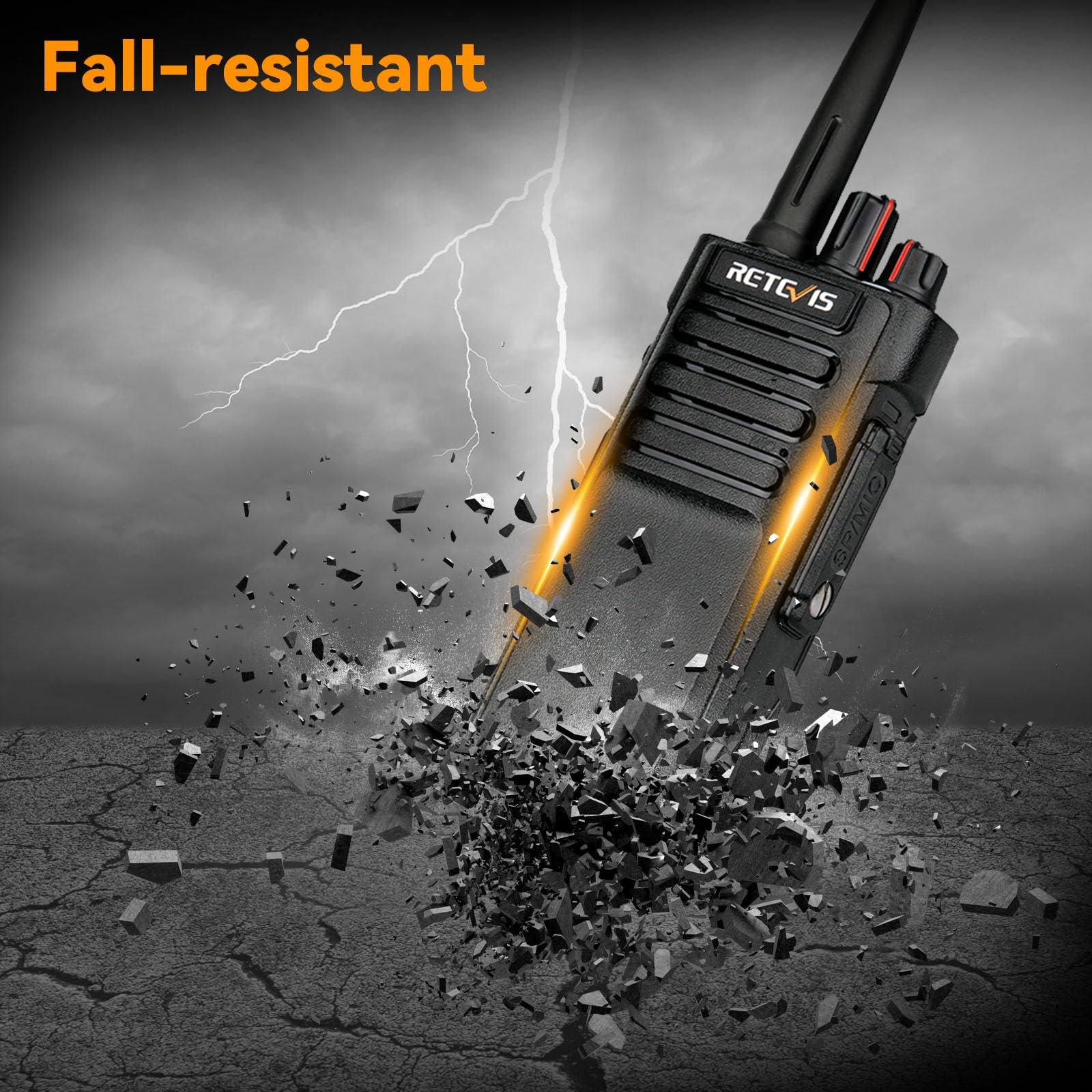 Retevis Retevis RT29 Military Walkie Talkie(2 Pack) with Overhead Headset(2 Pack), Long Range 2 Way Radio with Earpiece, 700,000 sq. ft/50 Floor Range, Dust Protected and Splashproof, Heavy Duty Two Way Radio