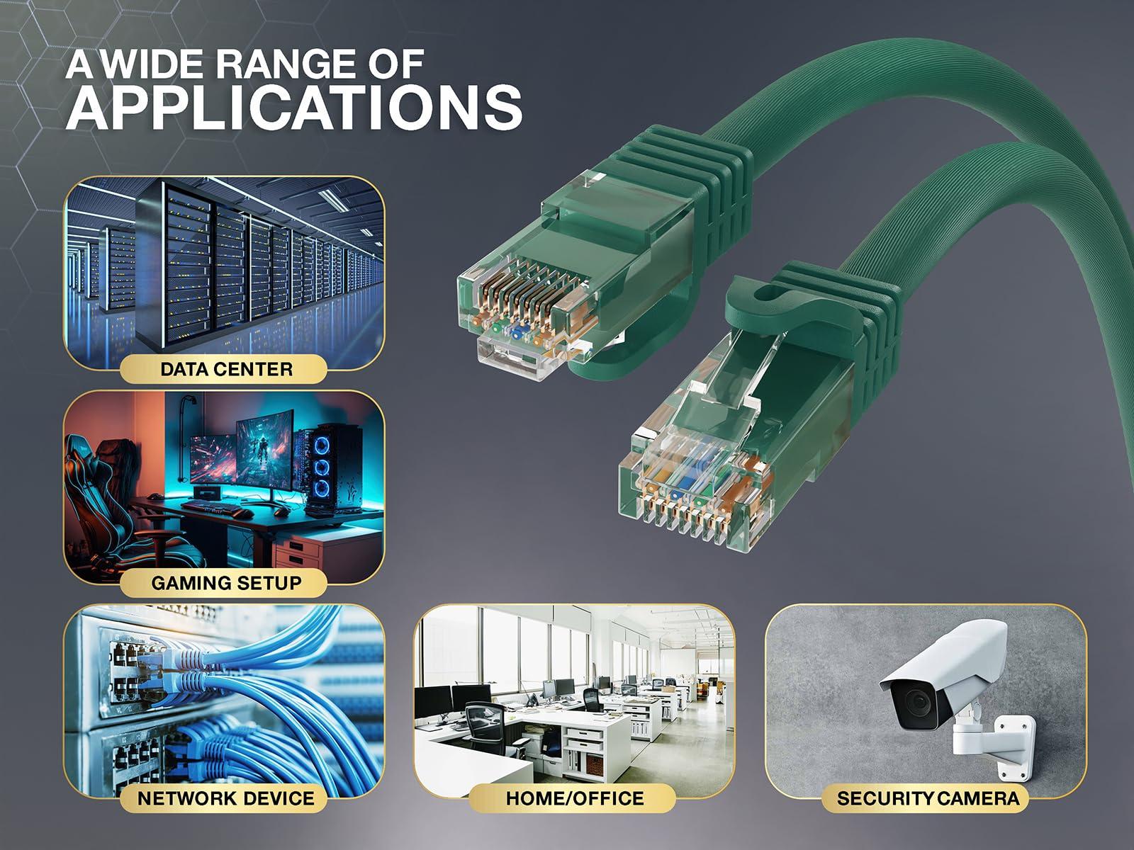 Cable Leader Cable Leader 10 ft Cat6a 500 MHz UTP Snagless Ethernet Network Patch Cable, Green