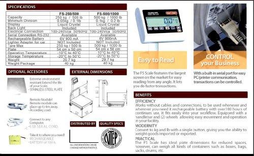 TORREY Torrey FS-250/500 NTEP Bench Scale 500 lb X 0.1 lb,Legal for Trade,Portable, High Capacity, New