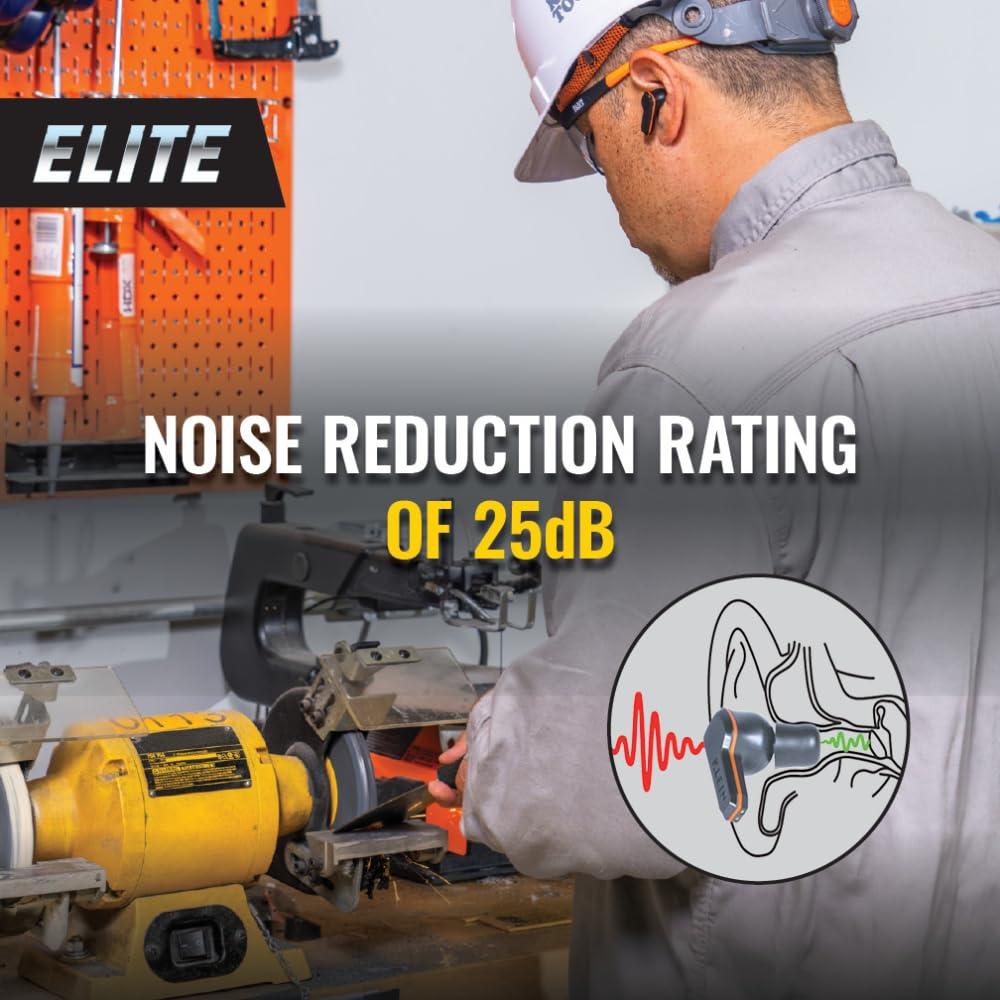 Klein Tools Klein Tools AESEB2 Elite Bluetooth Jobsite Earbuds, True Wireless Earplugs, 25dB NRR Hearing Protection, 24-Hour Playtime, Digital LED Display