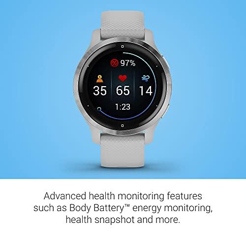 Garmin Garmin Venu 2S, Smaller-sized GPS Smartwatch with Advanced Health Monitoring and Fitness Features, Silver Bezel with Light Gray Case and Silicone Band