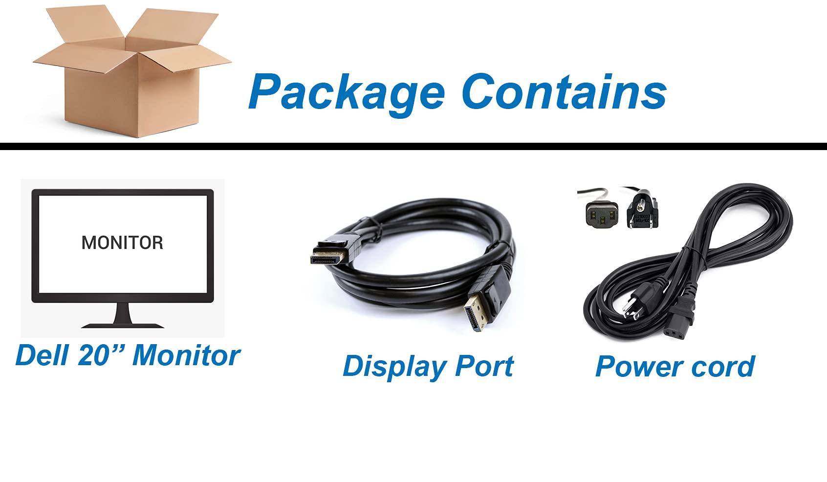 Dell Dell P2016 Widescreen 20 inch LED Monitor, VGA, Display Port, 16.7 Million Colors, 178 Degree Viewing Angle, Built-in USB Hub, HD at 60Hz, 8ms Response time (Renewed)