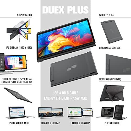 Duex Portable Monitor for Laptops, New Mobile Pixels Duex Plus 13.3" Full HD IPS Dual Laptop Monitor, USB C/USB A Plug and Play Laptop Screen Extender,Windows/Mac/Android/Switch Compatible (Duex Plus)