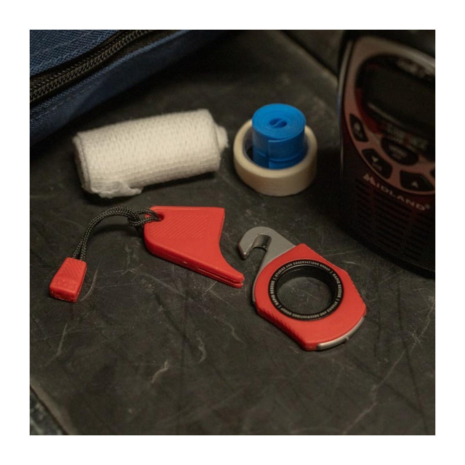 SOG SOG Rapid Rescue Multi-Tool | Stainless Steel Seatbelt Cutter, GRN Handle, Aluminum Pull-Ring, Quick to Deploy from The Sheath, Rescue Red