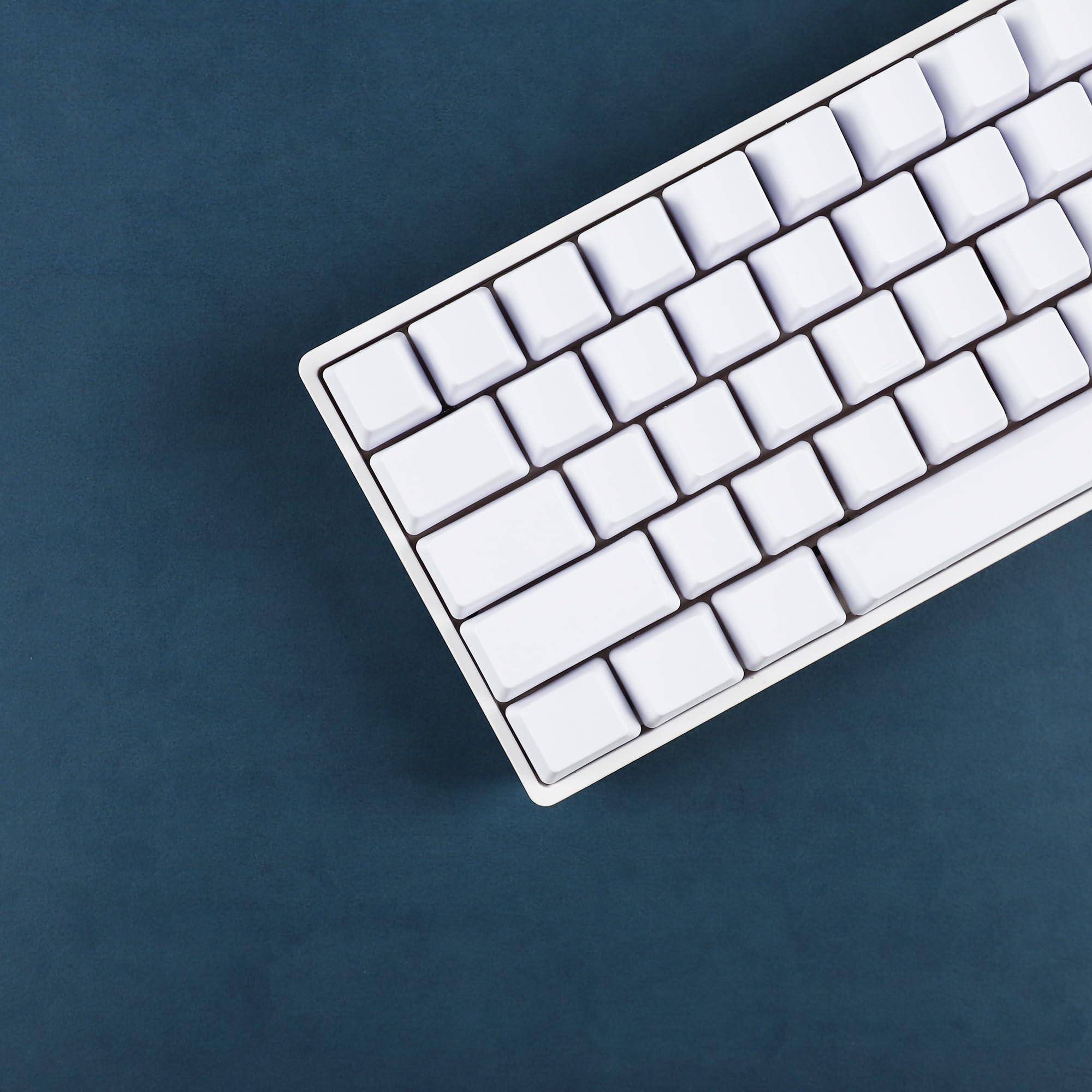NPKC Blank Thick PBT OEM Profile 61 ANSI Keycaps for MX Switches Mechanical Keyboard (White)(Only Keycap)