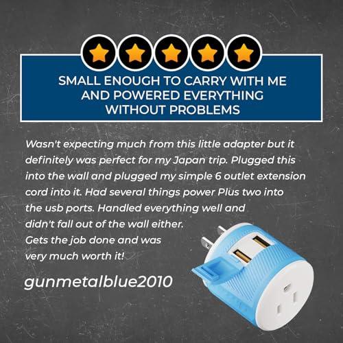 OREI OREI Japan, Philippines Travel Plug Adapter- USA Inputs - Type A (U2U-6), Will work with Cell Phones, Camera, Laptop, Tablets, iPad, iPhone and More