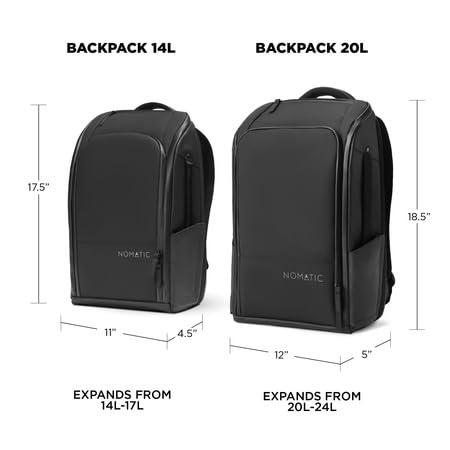 NOMATIC NOMATIC Backpack - 14L Water Resistant Anti Theft Backpack - Laptop Bag - Computer Backpack - Expandable Black Backpack