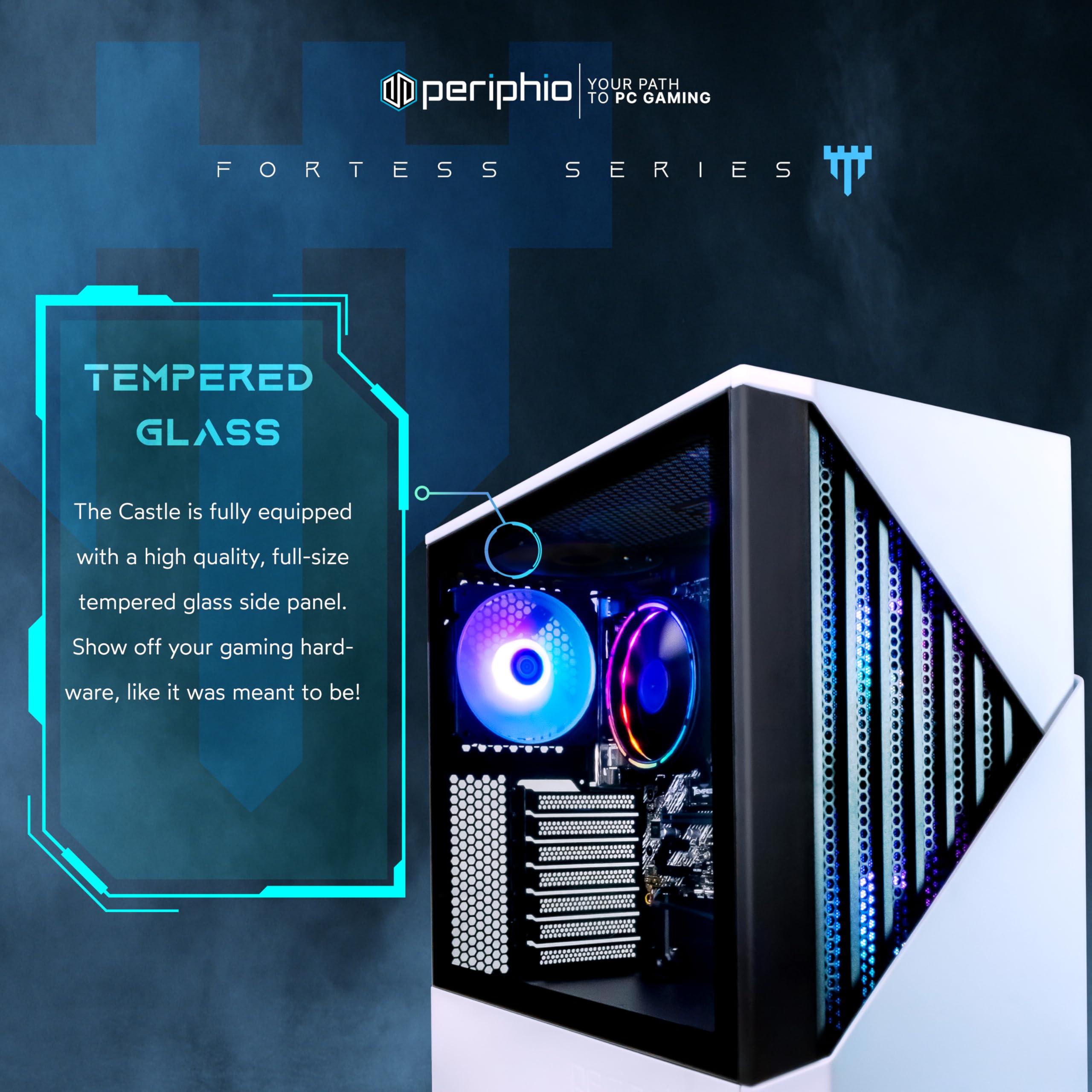 Periphio Periphio Castle Prebuilt Gaming PC - AMD Ryzen 5 5600G CPU (4.4GHz Turbo) | Radeon Vega 7 iGPU (4GB) | 1TB M.2 NVMe SSD Storage | 16GB DDR4 RAM | Windows 10 Gaming Desktop Computer | 5G-WiFi + BT