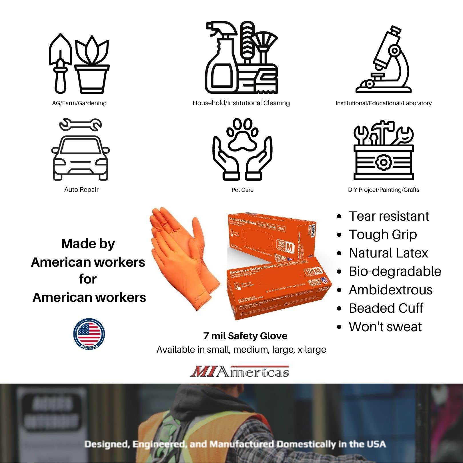 Agilux American Safety Glove Latex Disposable Low Protein Natural Rubber Non-Allergy 7 MIL 2 Boxes of 100 each (Medium, 200, Count)