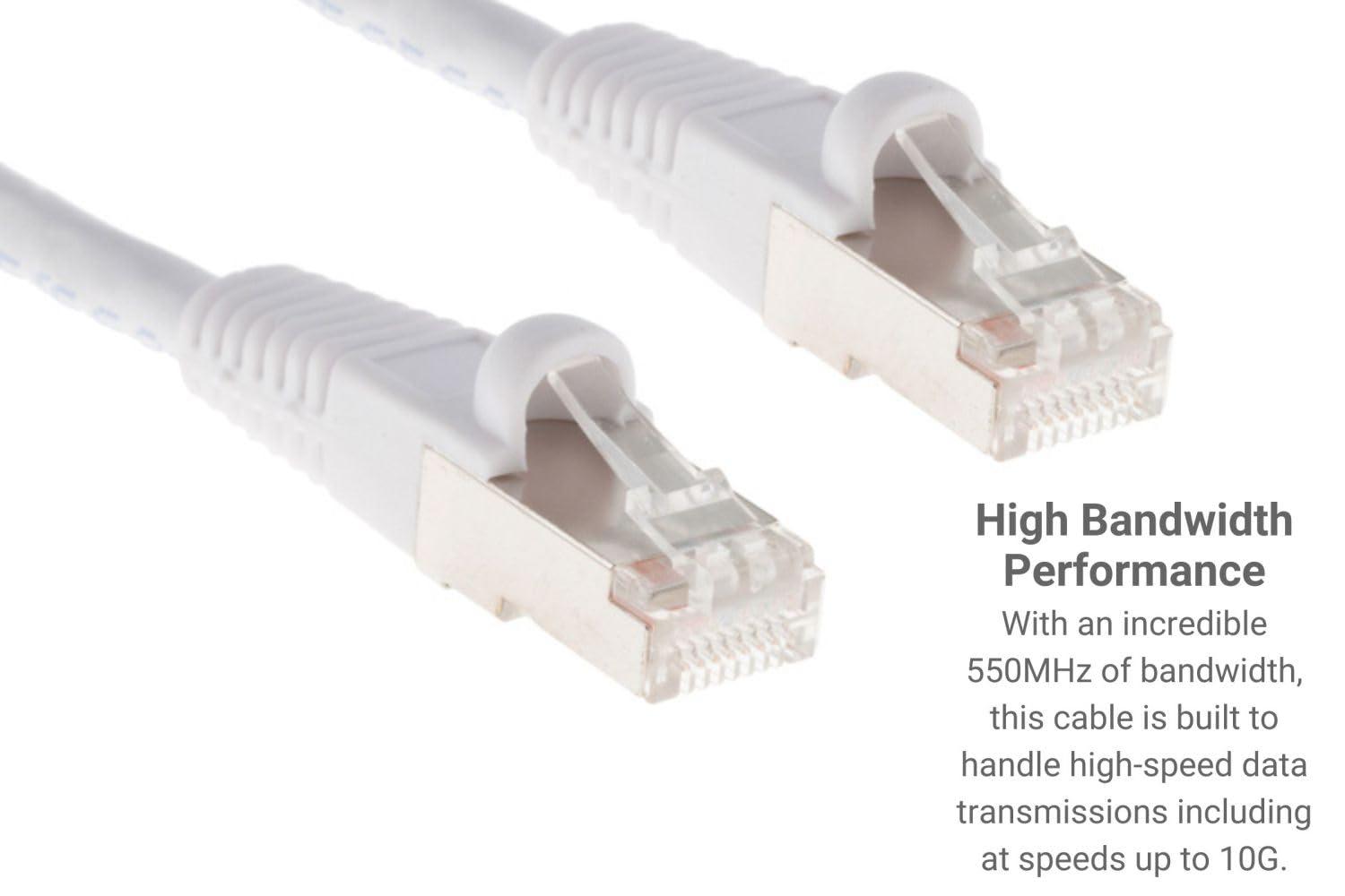 CablesAndKits CablesAndKits - Shielded (STP) Cat6 Ethernet Cable, Booted, Jacket: PVC (CM), 25 ft, White, Pure Copper, RJ45 Computer & Networking Patch Cord