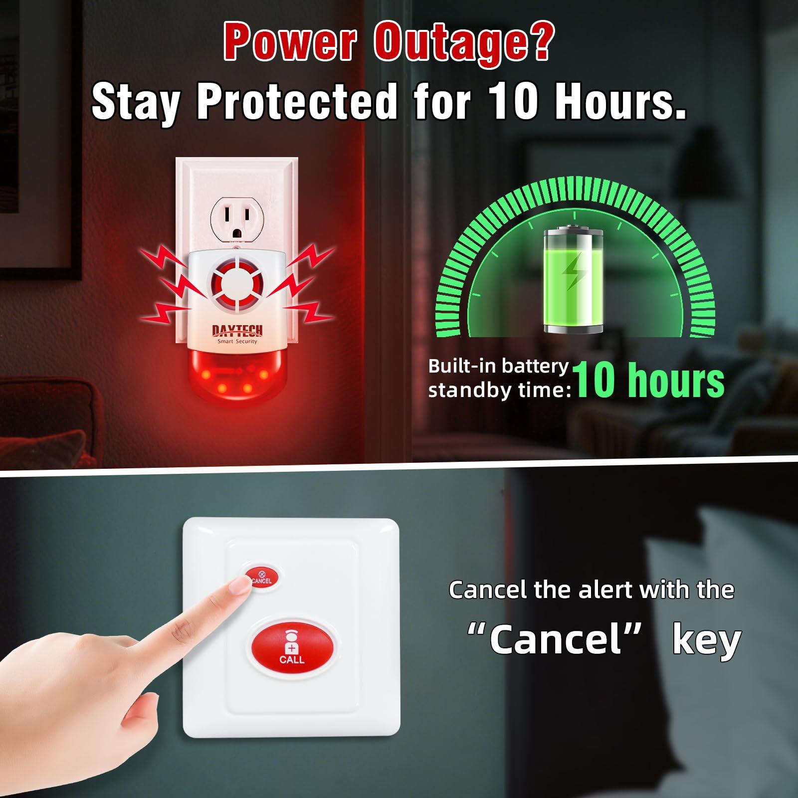 Daytech Daytech Strobe Siren Panic Alarm Button Siren Alarm with Light for Home Caring Loud Outdoor SOS Alert System 2 Red Flashing Siren and 4 Emergency Button for Store Hotel Jewelry Shop Security