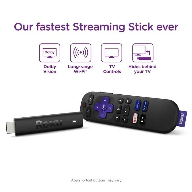 Roku Roku Streaming Stick 4K Streaming Device 4K/HDR/Dolby Vision with Voice Remote and TV Controls