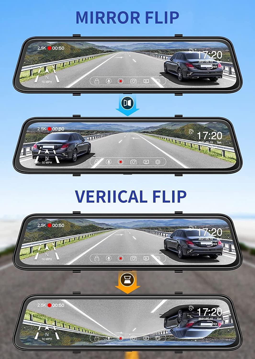 JOMISE JOMISE 4K 12" Rear View Mirror Camera, 2160P Full HD Rearview Mirror, Mirror Dash Cam Front and Rear, Waterproof Backup WDR Camera, Night Vision, Parking Assist, Speed Alert, 64GB Card Included- K17