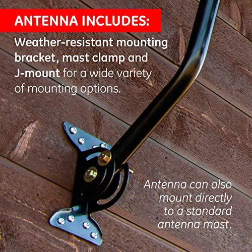 GE home electrical GE Outdoor HD Digital TV Antenna, Long Range Smart TV Antenna, Supports 4K 1080P HD Smart TV VHF UHF, J Mount Included for Attic or Outdoor, Weather Resistant, 29884