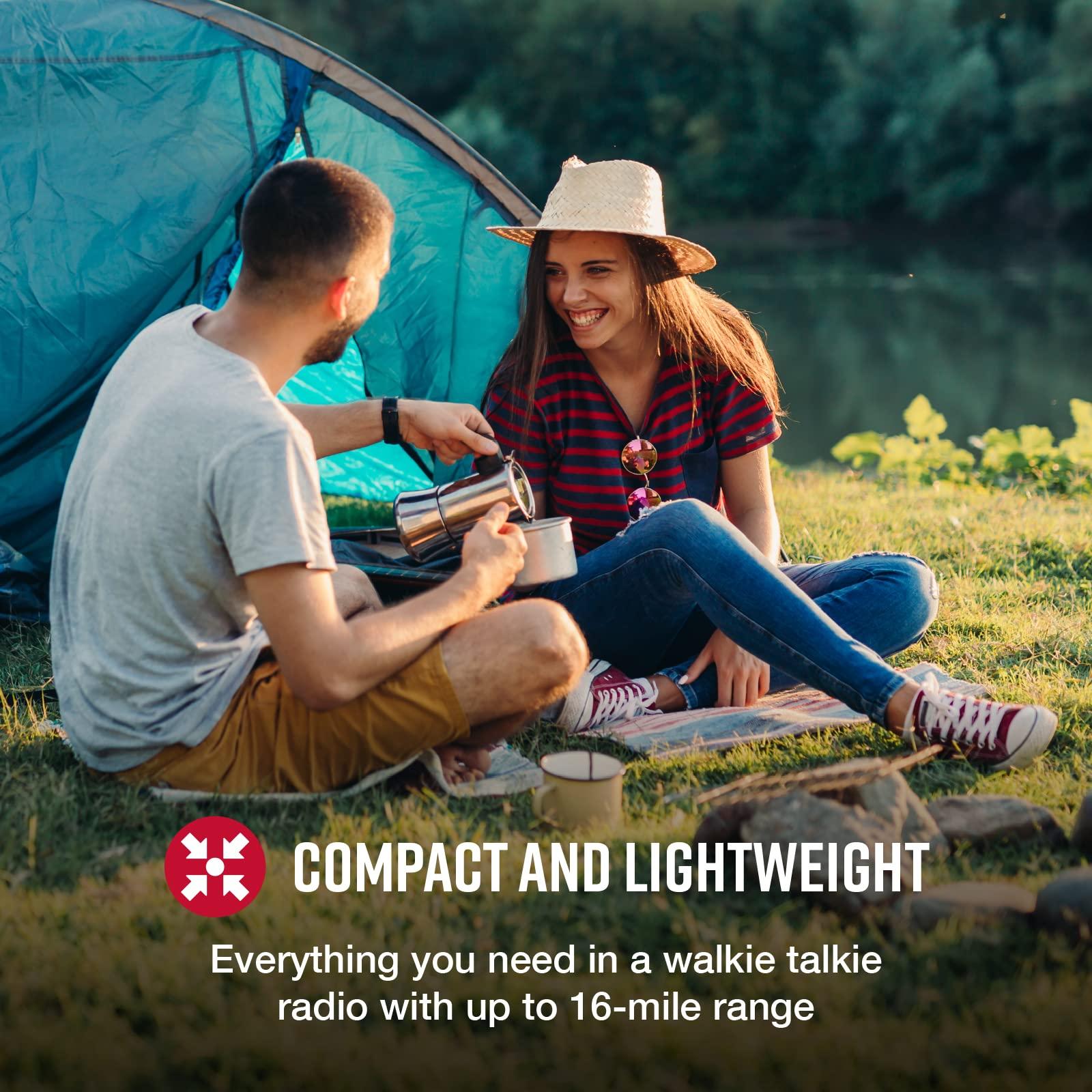 Cobra Cobra ACXT145 Compact and Lightweight Walkie Talkies for Adults & Compatible Cobra Surveillance Headset: Rechargeable, 22 Channels, Long-Range, 2 Two-Way Radios, 2 Headsets, Black/Orange