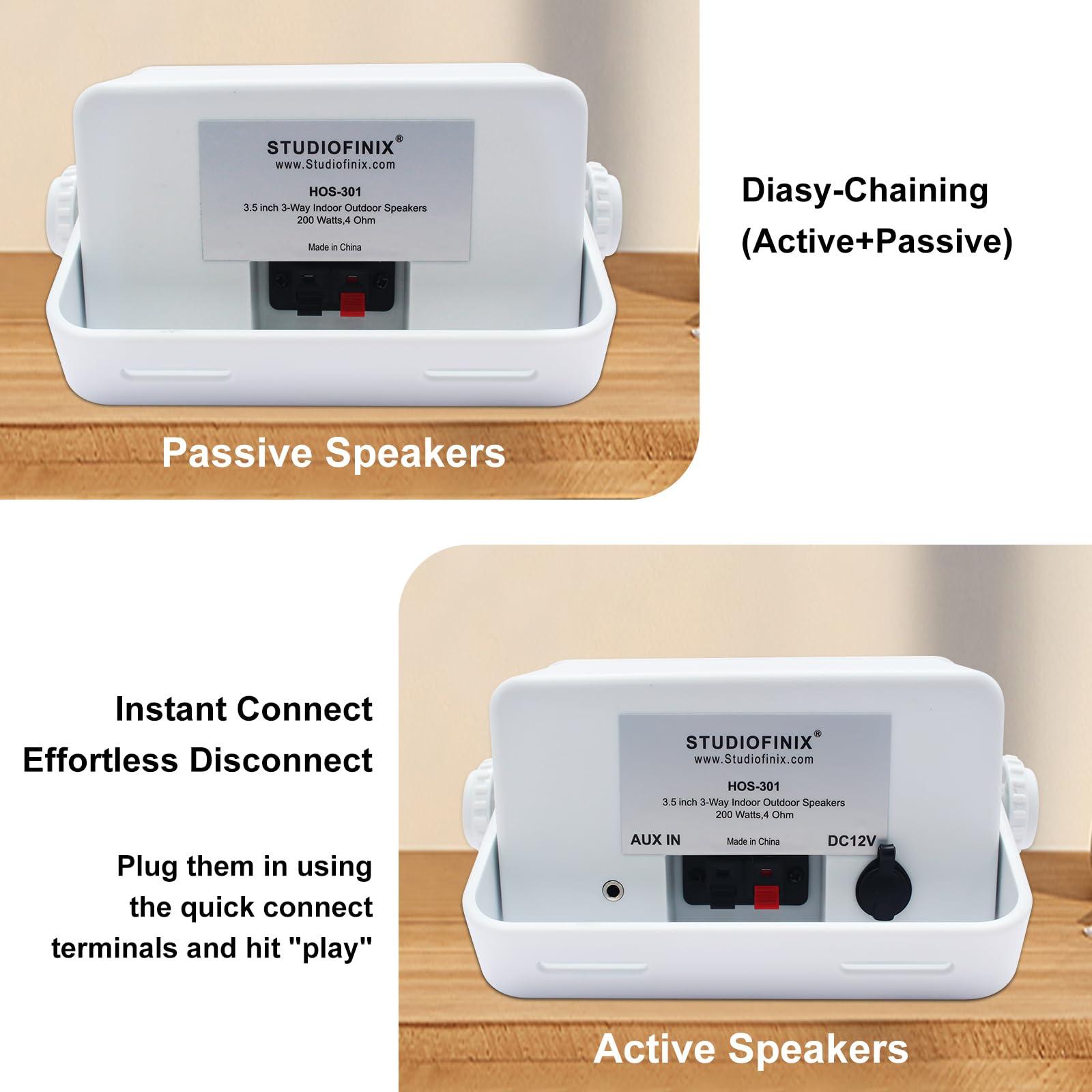 STUDIOFINIX STUDIOFINIX 3.5 Inch Outdoor Bluetooth Speakers Waterproof Wired,3 Way 200W Upgrade Premium Wall Mount Speakers,Ideal use in Patio,Deck, Indoor OutdoorWhite