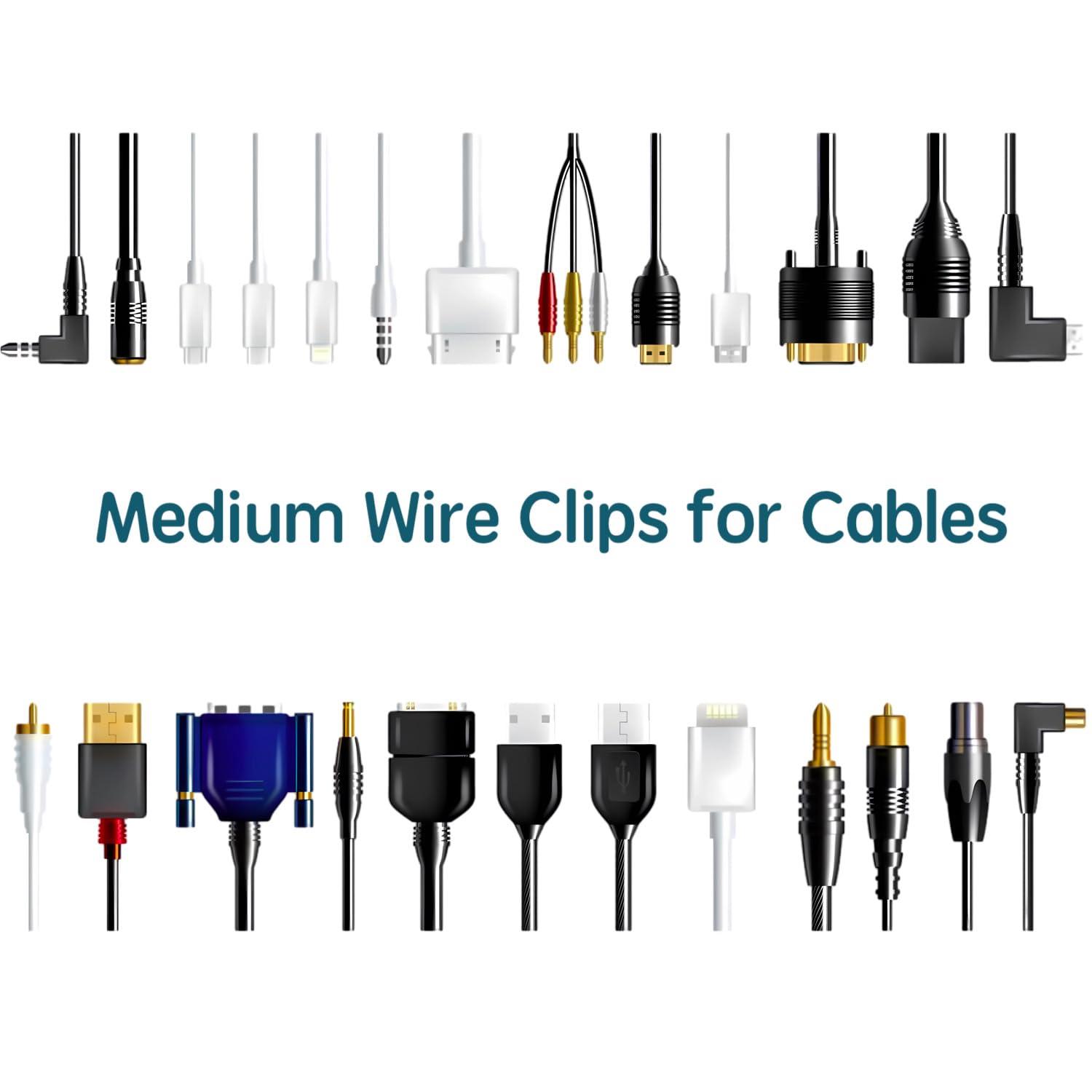 AFFAVON 200pcs Adhesive Cable Clips, Finisher Wire Clamp Cord Clips Cable Management Light Clips Cable Organizer Max.1/4" Wire Hider for Cords