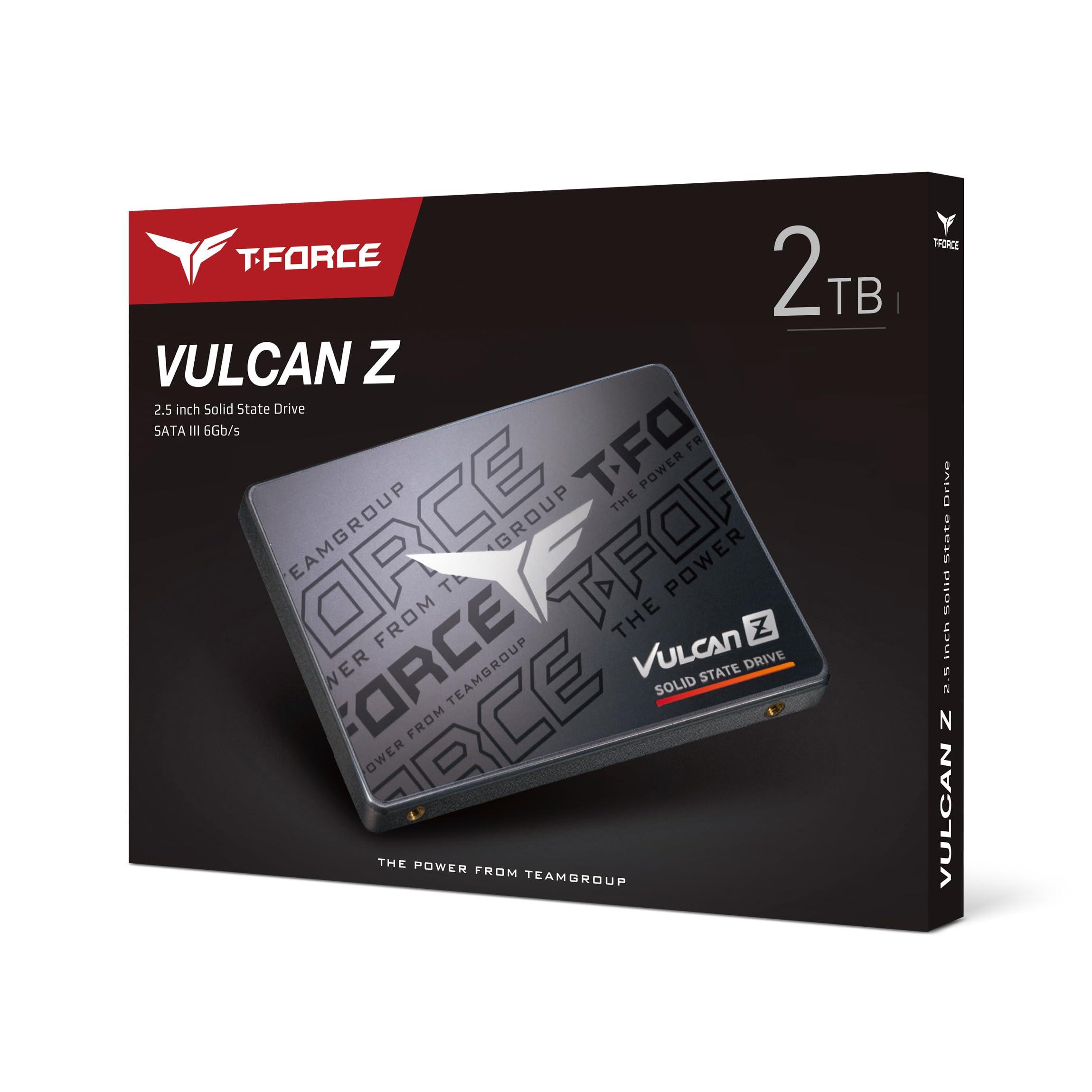 TEAMGROUP TEAMGROUP T-Force Vulcan Z 2TB SLC Cache 3D NAND TLC 2.5 Inch SATA III Internal Solid State Drive SSD (R/W Speed up to 550/500 MB/s) T253TZ002T0C101