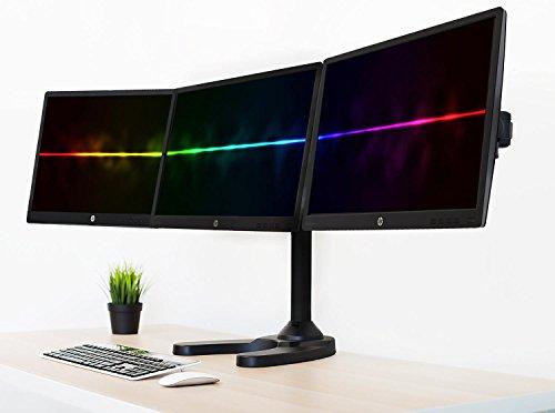 Mount-It! Mount-It! Triple Monitor Stand | 3 Monitor Stand Mount | Free Standing and Grommet Bases | Fits 19 20 21 22 23 24 Inch Computer Screens | Three Heavy Duty Adjustable Arms | VESA 75 100 Compatible