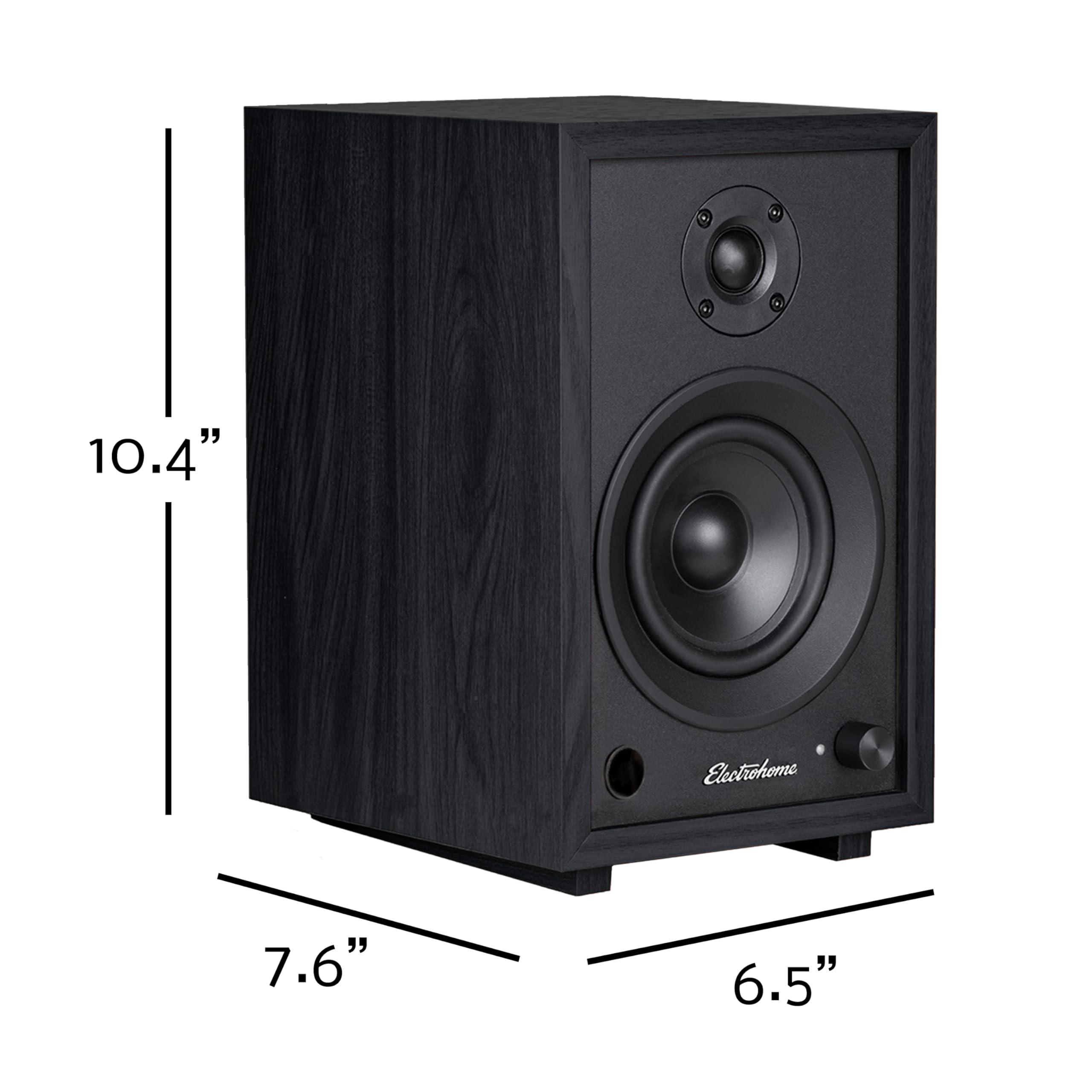 Electrohome Electrohome McKinley 2.0 Stereo Powered Bookshelf Speakers with Built-in Amplifier and 4" Drivers for Turntable, TV, PC and Wireless Music Streaming Featuring Bluetooth 5, RCA and Aux (EB30B)