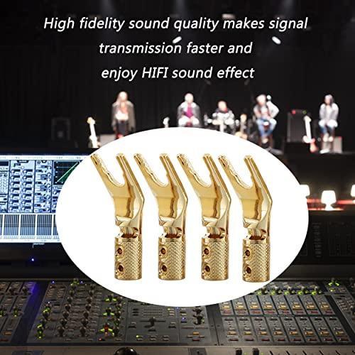 Tertullus Tertullus 8 Pcs Pure Copper Speaker Spade Connectors Y Plug Spade Speaker Wire Connectors 45 Degree Gold Plated Screw Locking Adapter Fork Spade Plugs for Speaker Wire DIY