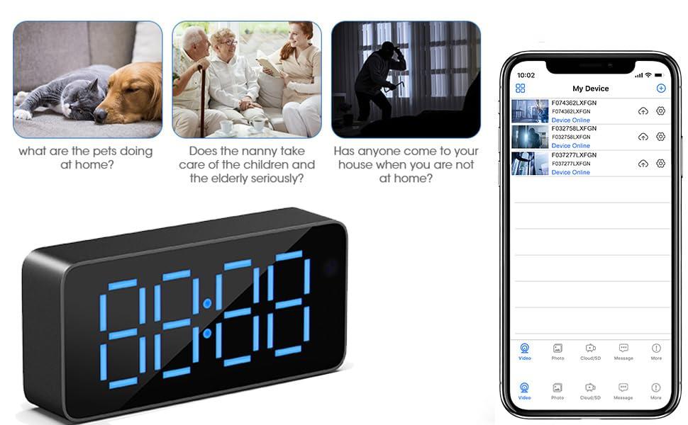 Kestanlora Kestanlora Clock Camera,WiFi HD 1080P Wireless Small Camera with Night Vision Cameras for Home Security Secret Nanny Cam with Video Indoor