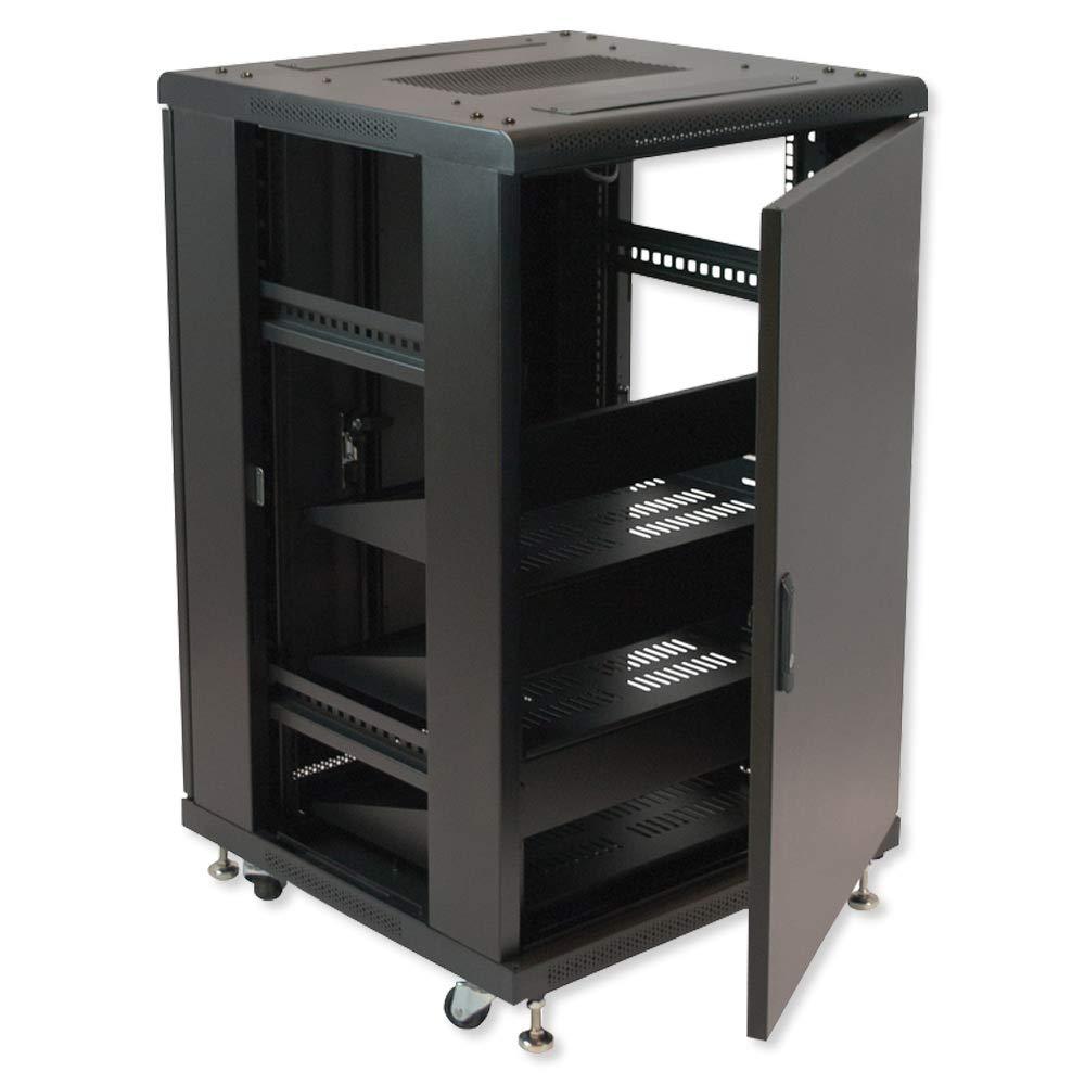 Video Mount Products VMP EREN-18 19 in. Equipment Rack Enclosure, 18 Unit, Preloaded with Shelves and Blanks