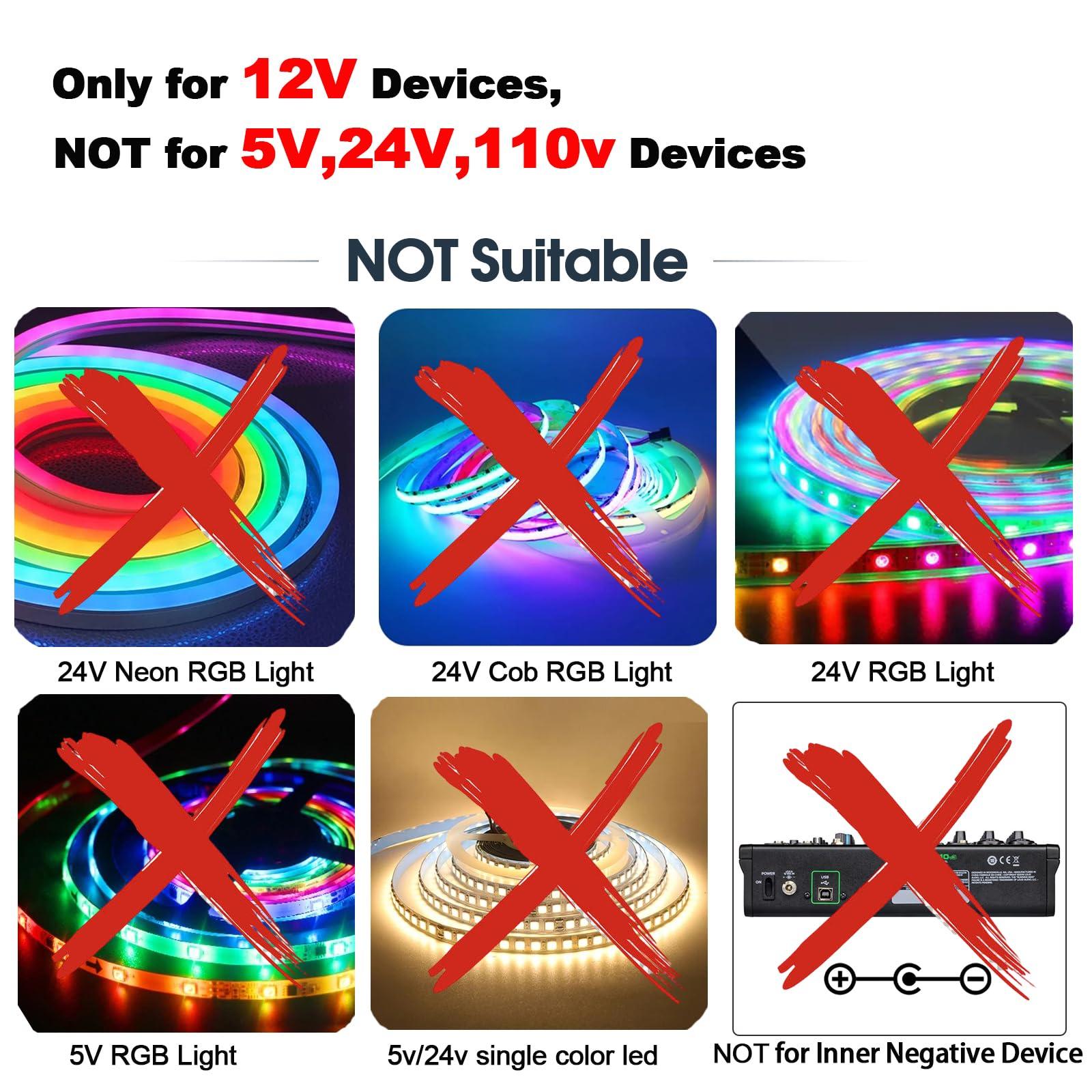 AspenTek AspenTek 12V Power Supply with Switch for Led String Light, Led Strip Light, Neon Sign, Under Cabinet Lighting, DC 12V CCTV Camera,Output 2A, 24 Watt Max