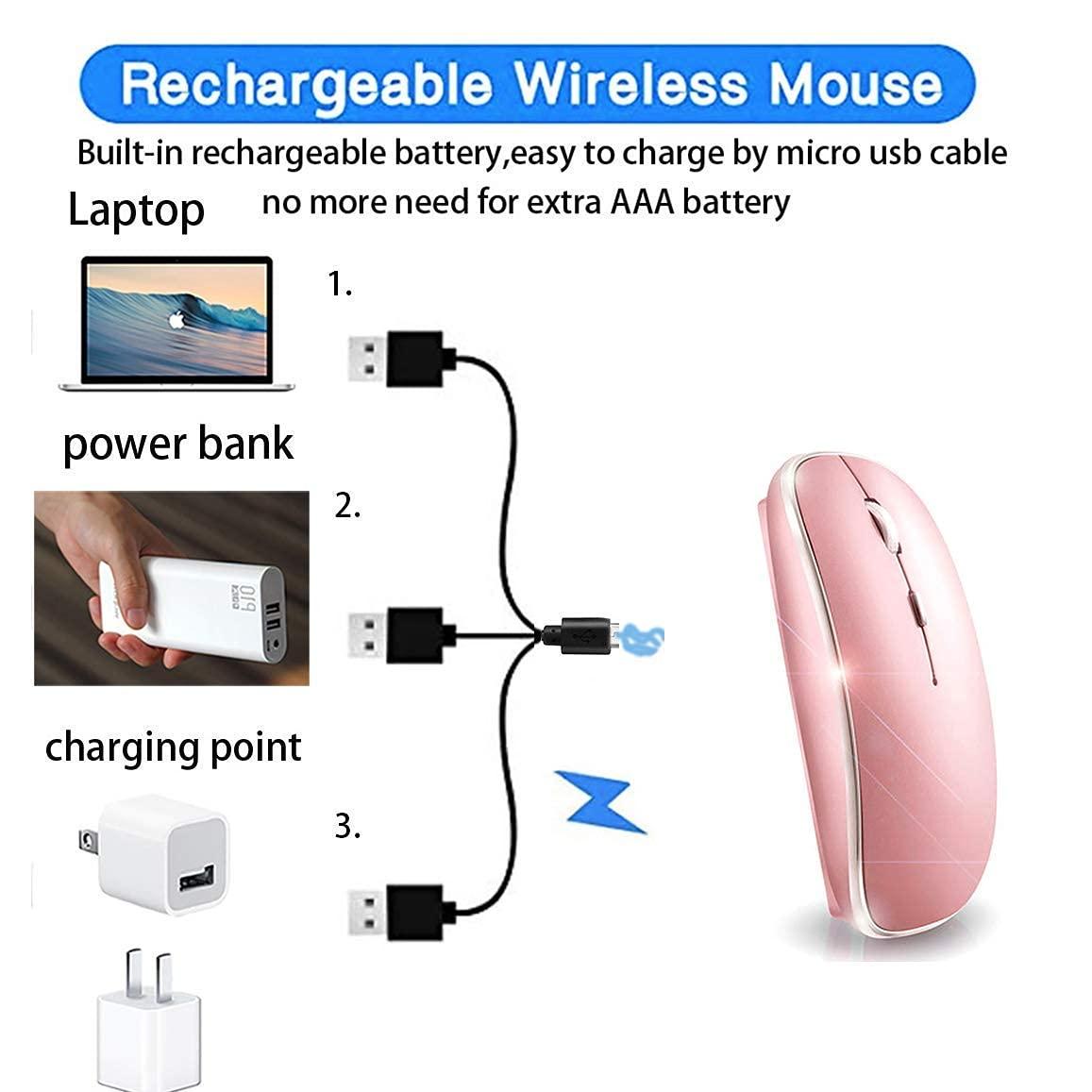 Harfoowo Wireless Bluetooth Mouse for iPad pro iPad Air Mac MacBook Pro MacBook Air Laptop iMac Chromebook Win8/10/11 HP DELL PC (Pink)