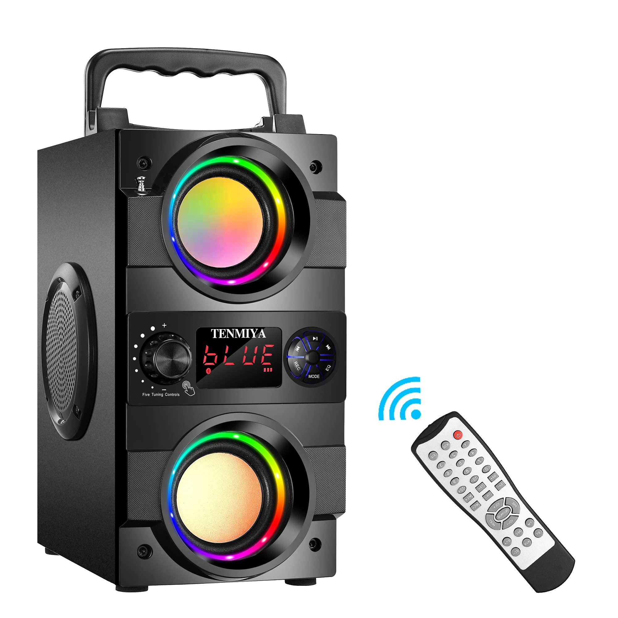 TENMIYA TENMIYA 40W(60W Peak) Portable Bluetooth Speakers with Subwoofer Wireless Stereo Rich Bass Boombox with LED Lights Outdoor Home Party Speakers Support FM Radio Remote Control AUX EQ