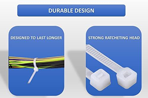 KABLE KONTROL Kable Kontrol Heavy Duty Cable Zip Ties 100 Pcs 9 Inch, Natural White, 250 Lbs Tensile Strength, Self-locking Nylon Clear Plastic Wire Ties wraps for Indoor or Outdoor Use