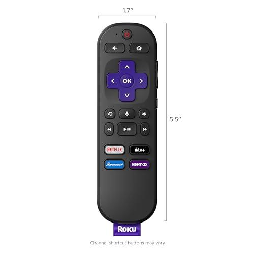 Roku Roku Voice Remote | TV Remote Control with Voice Control, TV Controls, Simple Setup, & Pre-Set App Shortcuts - Replacement Remote Compatible with Roku TV, Roku Players, & Roku Audio