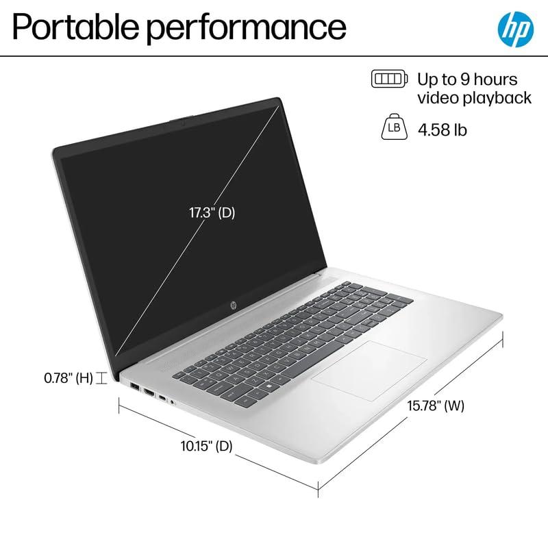 HP HP Business Laptop Computer, 17.3" FHD IPS LED Laptop 32GB RAM 1TB SSD, AMD Ryzen 5 7430U, Windows 11 Pro Laptop with Microsoft Office Lifetime License, Numeric Keypad, SageNova Earphones, Silver