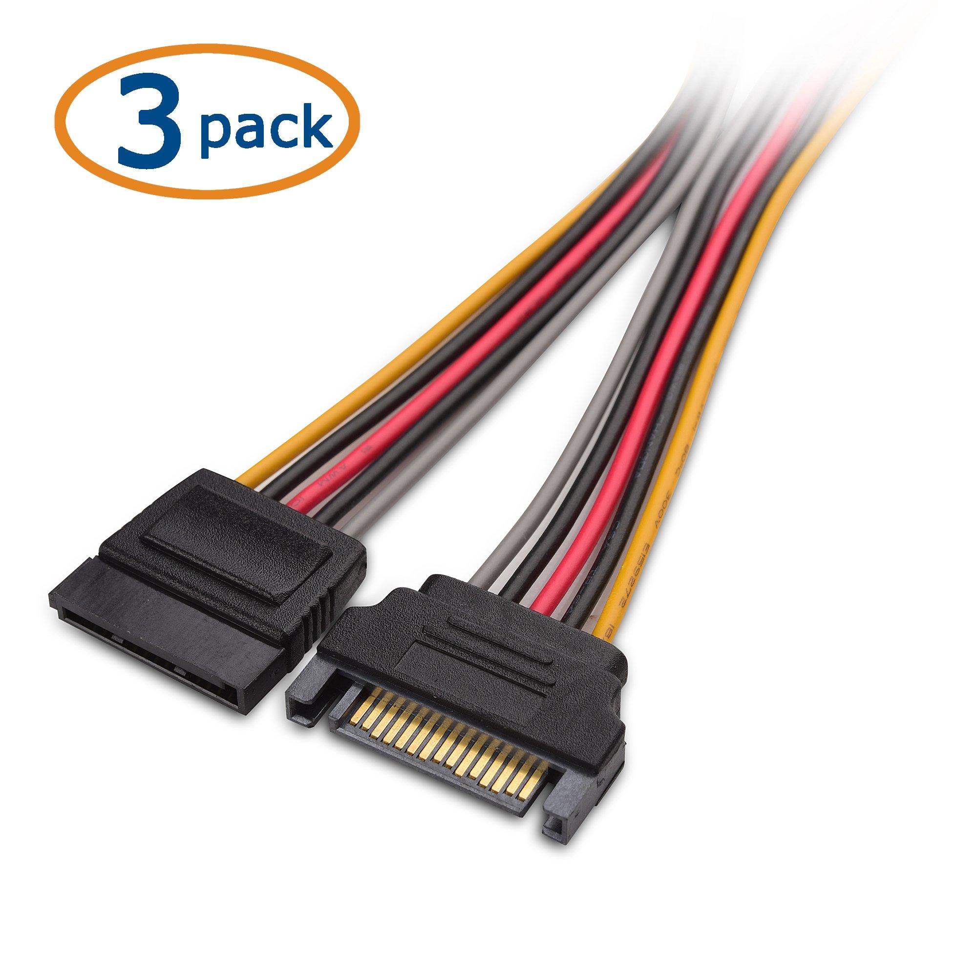 Cable Matters Cable Matters 3-Pack 15 Pin SATA Power Extension Cable - 12 Inches, SATA Power Cable for Hard Drive and SSD