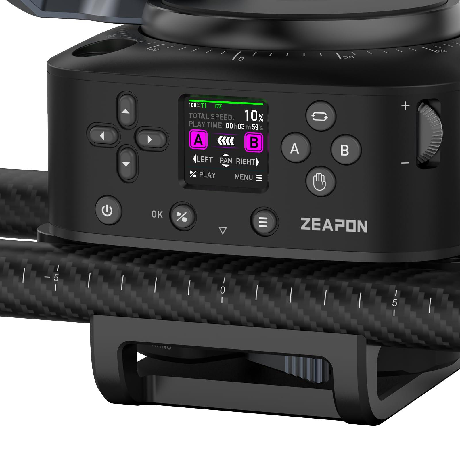 ZEAPON Zeapon AXIS 100 (2-axis) Multi-axis Motorized Camera Slider, 39''/ 100cm DSLR Carbon Fiber Electric Track, LCD Screen APP Control, Pan Head for 360 Panoramic Time-Lapse Follow Focus