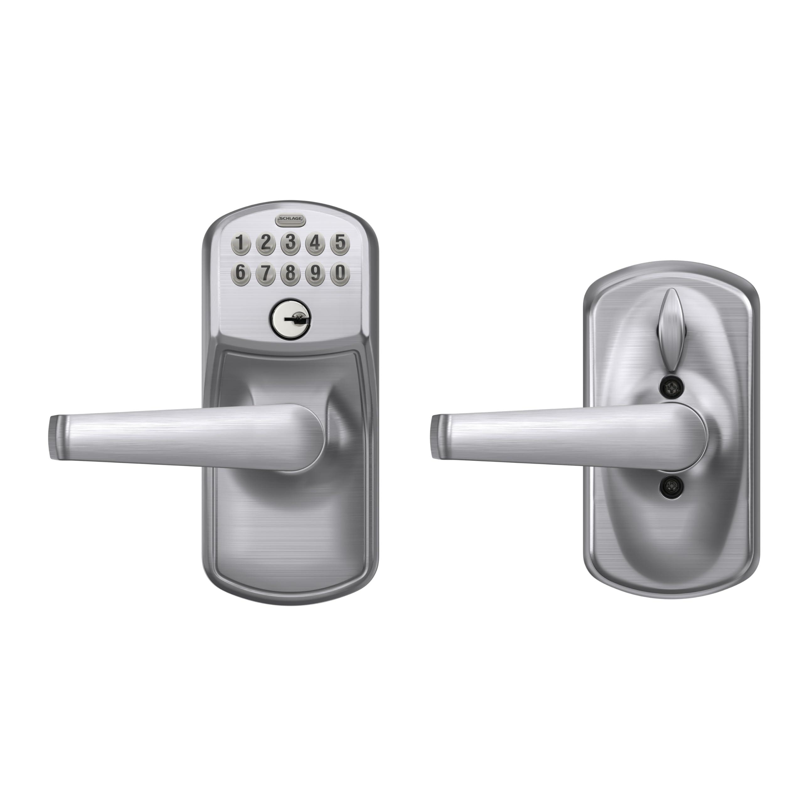 SCHLAGE Schlage FE595 PLY 626 ELA Plymouth Keypad Entry with Flex-Lock and Elan Style Levers, Brushed Chrome