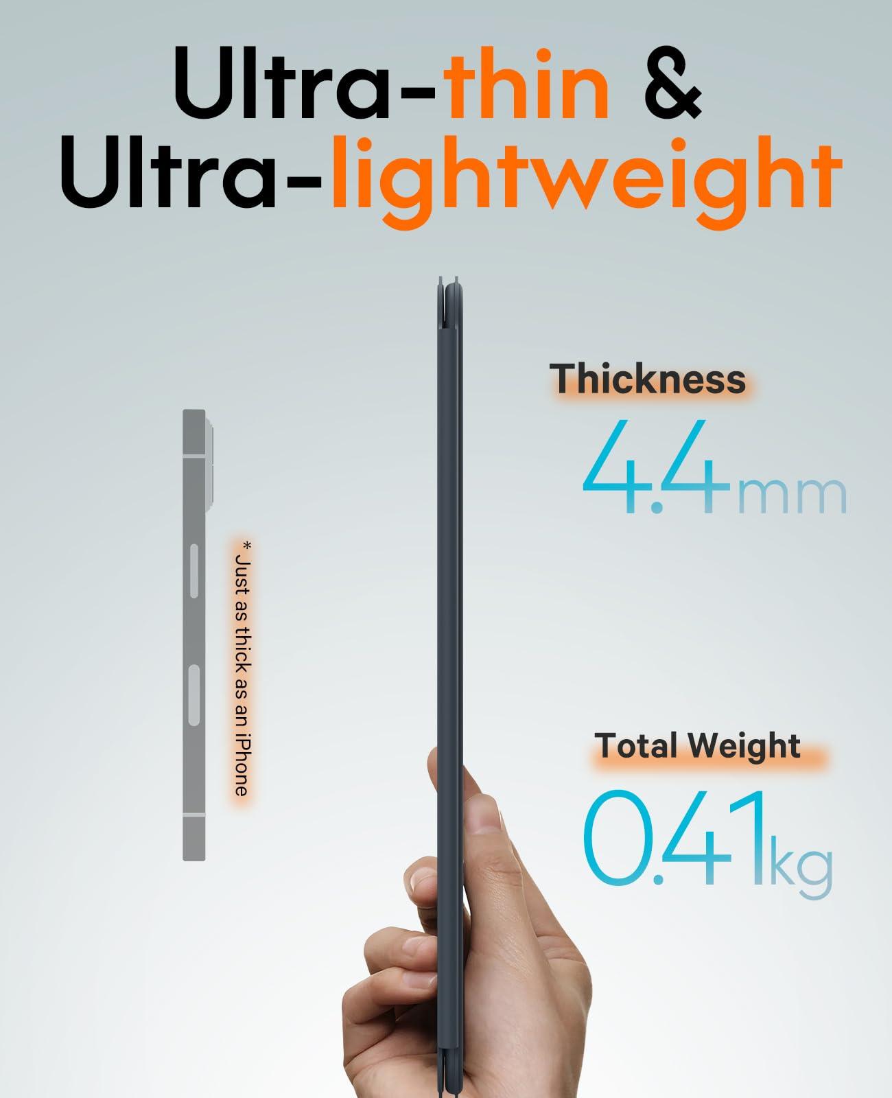 CHESONA CHESONA Ultra-Light for iPad 10th Case with Keyboard (10.9", 2022), Detachable Magnetic Folio Keyboard Case for iPad 10th, 868H Lasting via CR2032, Long Slim & Portable Wireless Keyboard, Grey