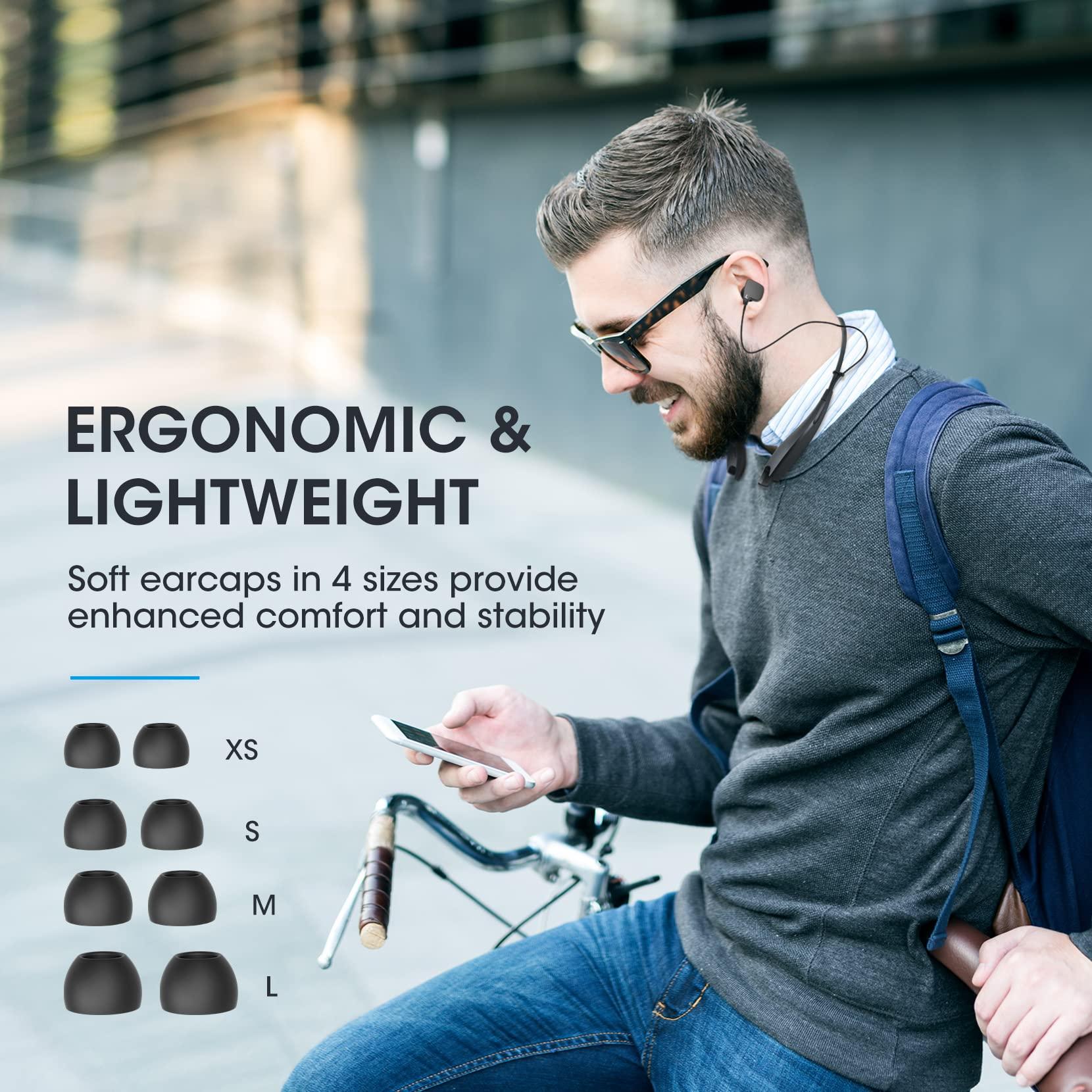 YOSDOM YOSDOM Neckband Bluetooth Headphones, Around The Neck Headphones 24H+ Playtime, Bluetooth Headsets with Call Vibration, Shark Jaw Design Wireless Earbuds+Noise Isolation/Mic/IPX7 Waterproof, 2 Pack