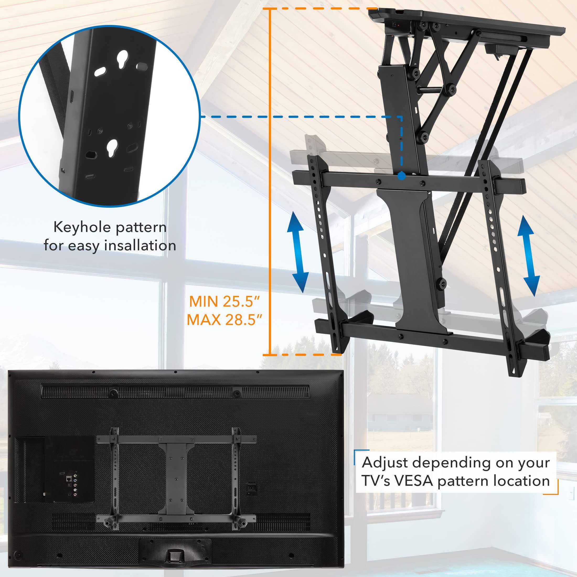 Mount-It! Mount-It! Motorized Ceiling TV Mount for 32 to 70 Inch TVs, Electric Flip Down TV Bracket with Remote and App Control, Drop Down Ceiling Mounting Bracket for Flat and Pitched Roofs, Holds Up to 77 lbs