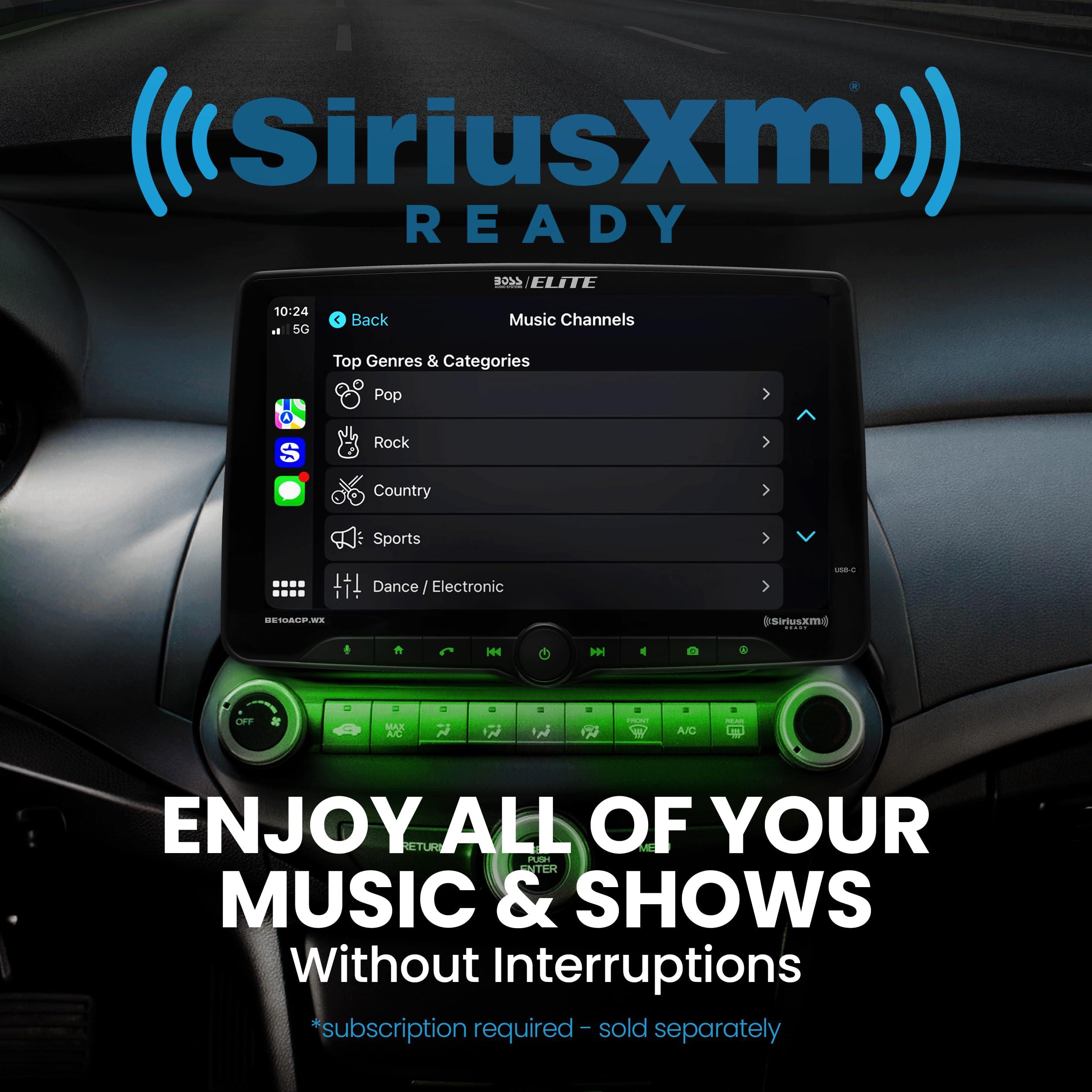 BOSS Audio Systems BOSS Audio Systems Elite BE10ACP.WX Single DIN Car Stereo Wireless Apple CarPlay, Android Auto, 10.1 Inch Touchscreen, Sirius XM-Ready, Bluetooth