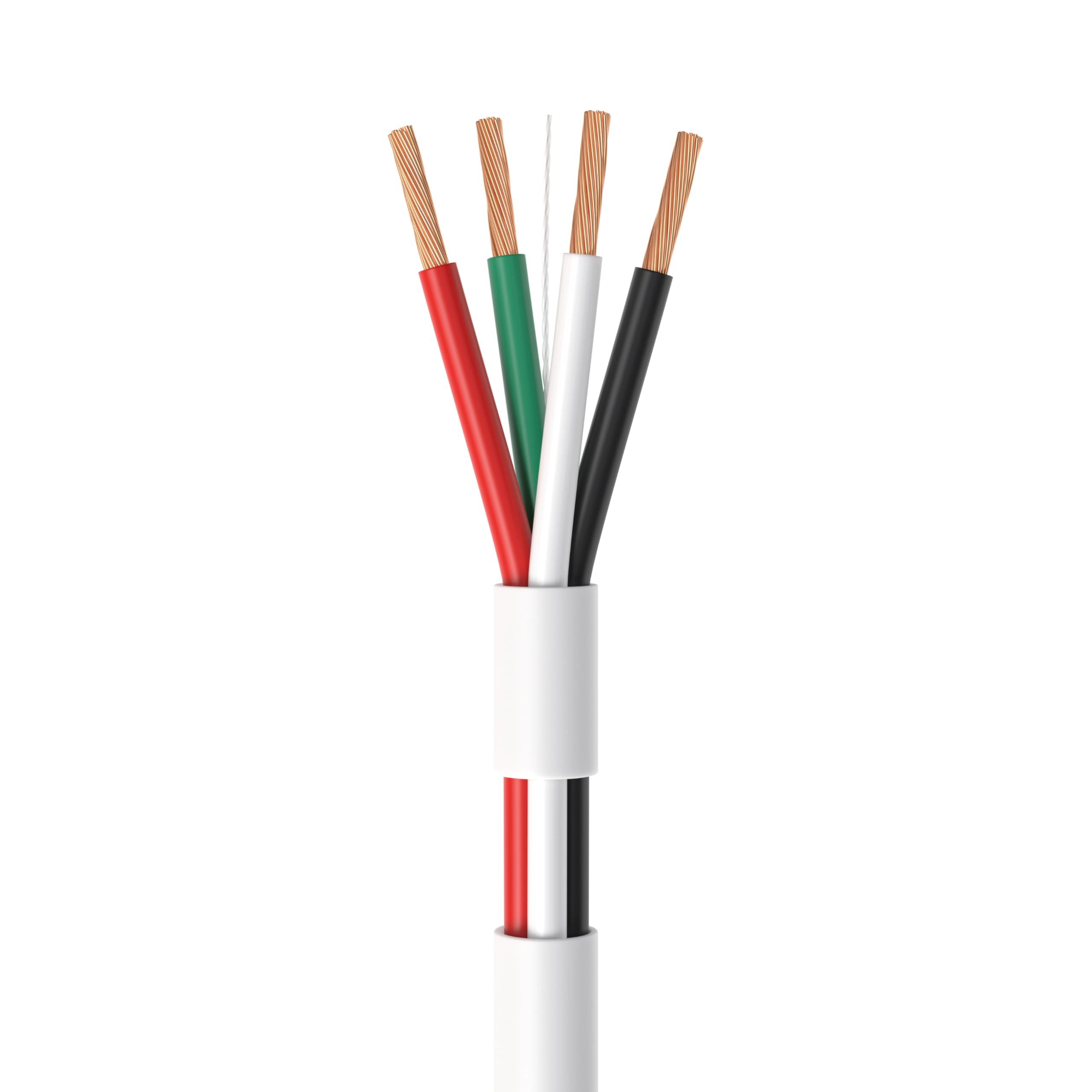 Cables Direct Online Cables Direct Online 500 feet Speaker Wire 18 Gauge CL2 Rated Indoor Low Voltage Copper Clad Aluminum (CCA) 4 Conductors Cable with Easy Pull Box Perfect for in-Wall Installation 18/4