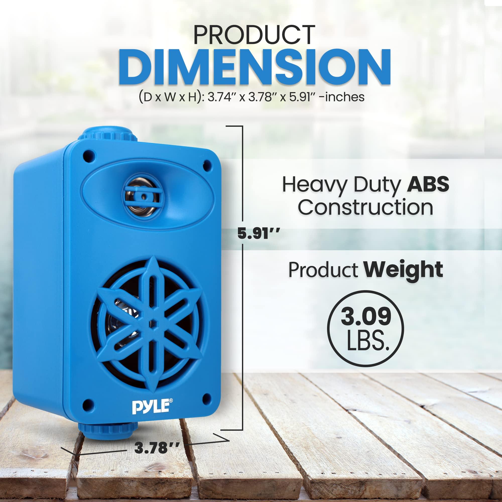 Pyle PyleUsa Indoor Outdoor Speakers Pair - 200 Watt Dual Waterproof 3.5 2-Way Full Range System w/ 1/2 High Compliance Polymer Tweeter - in-Home, Boat, Marine, Deck, Patio, Poolside (Blue) - PDWR35BL